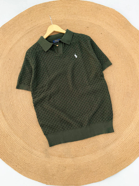 Luxe Textured Polo - Olive