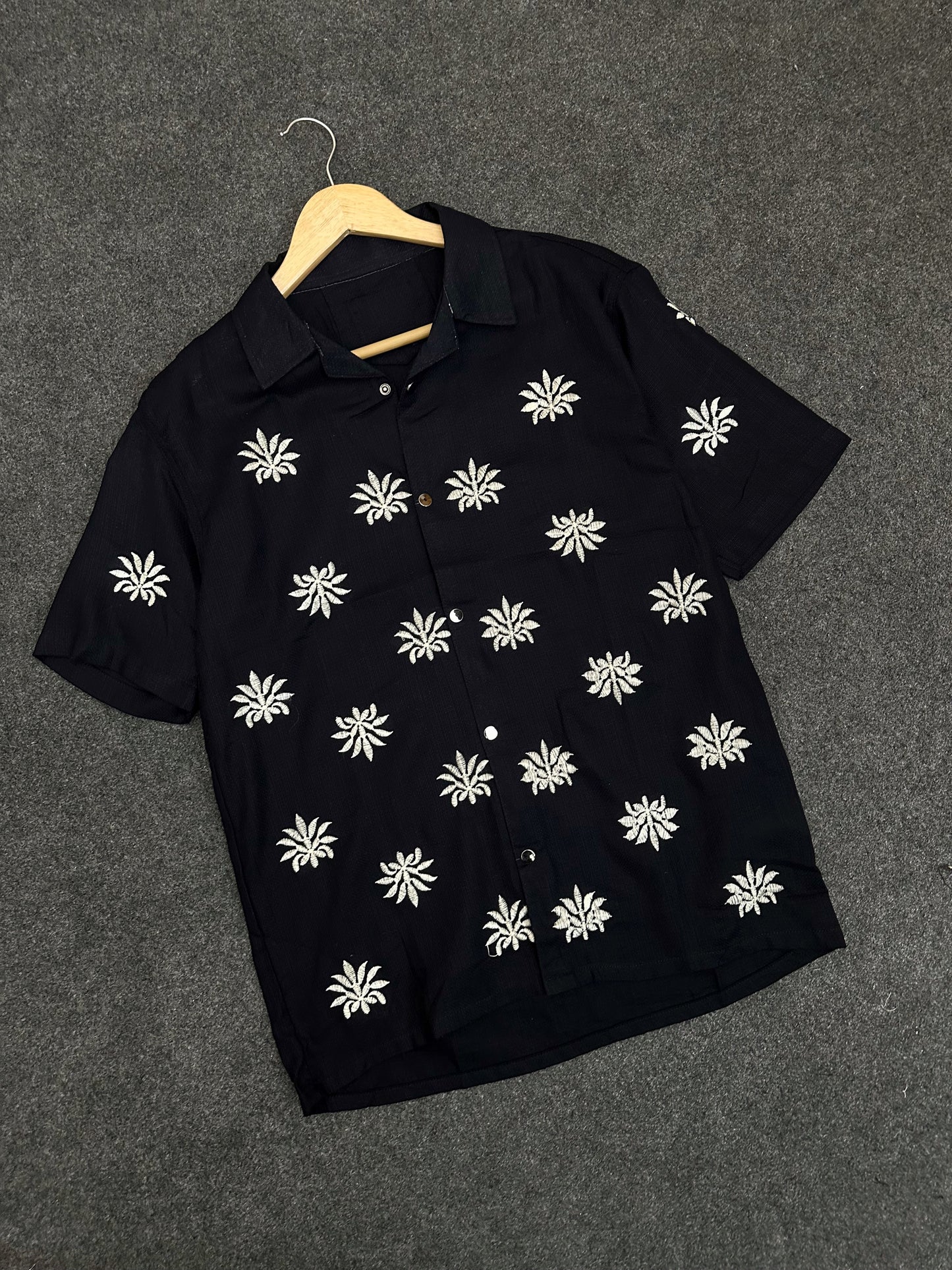 Black Floral Cuban Shirt