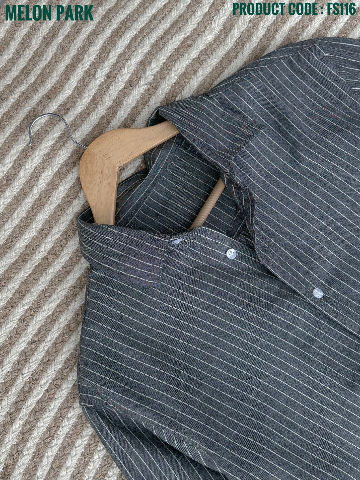 Gentle stripe shirt - Grey moss | FS116