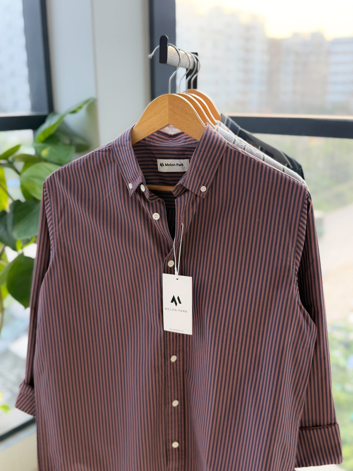 Gentle stripe shirt - Twilight Berry