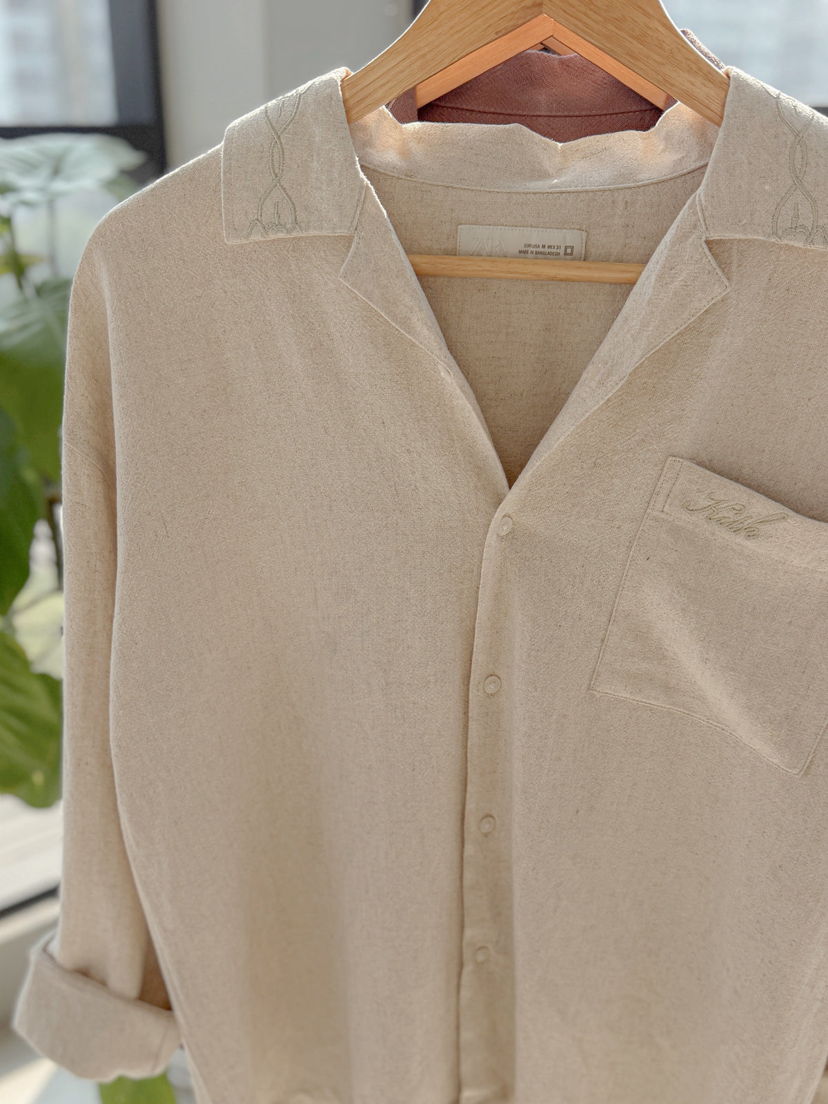 Embroidery Boxy Drop-shoulder shirt - Off White