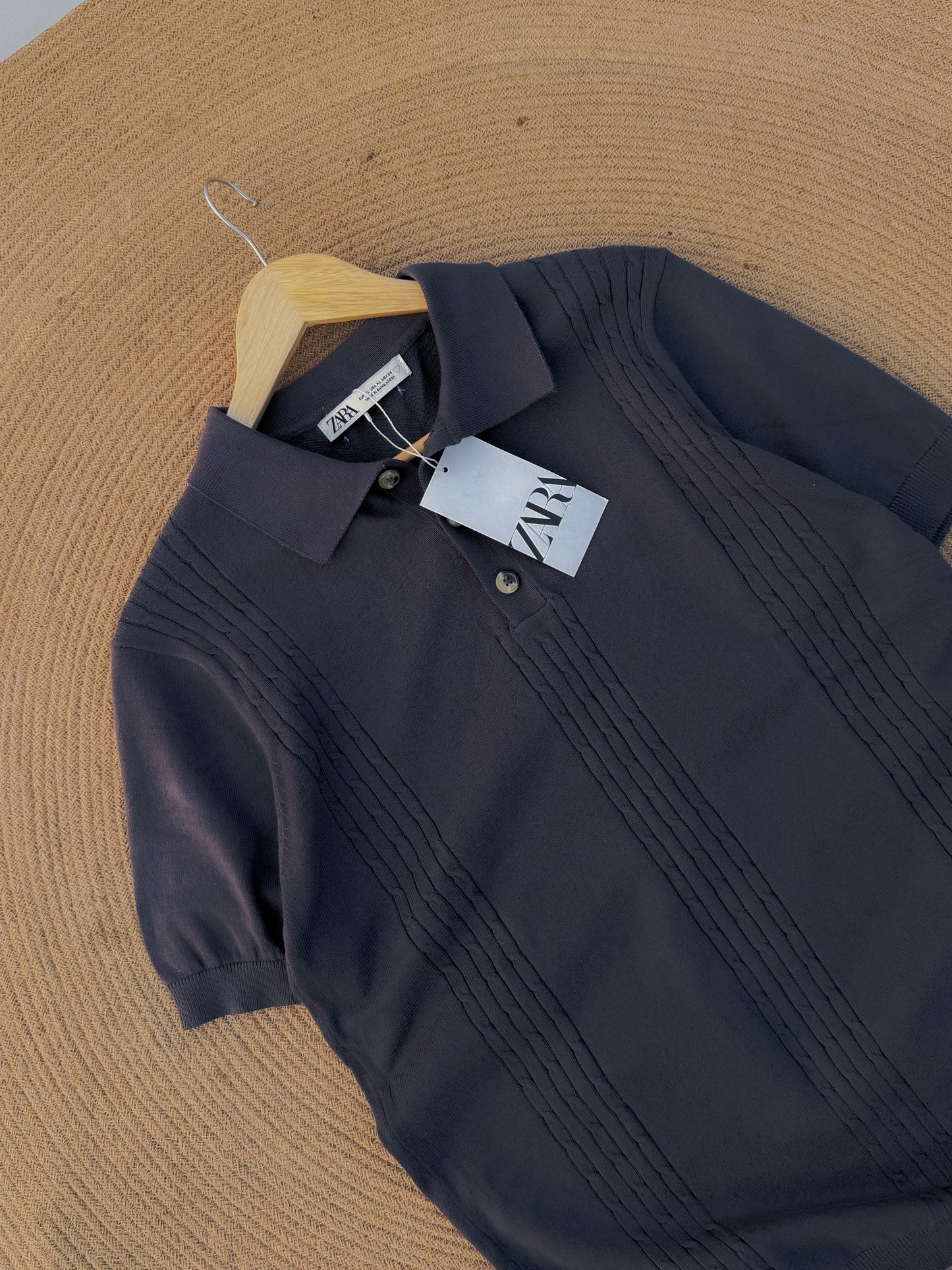 Velour Knit polo - Dark Grey