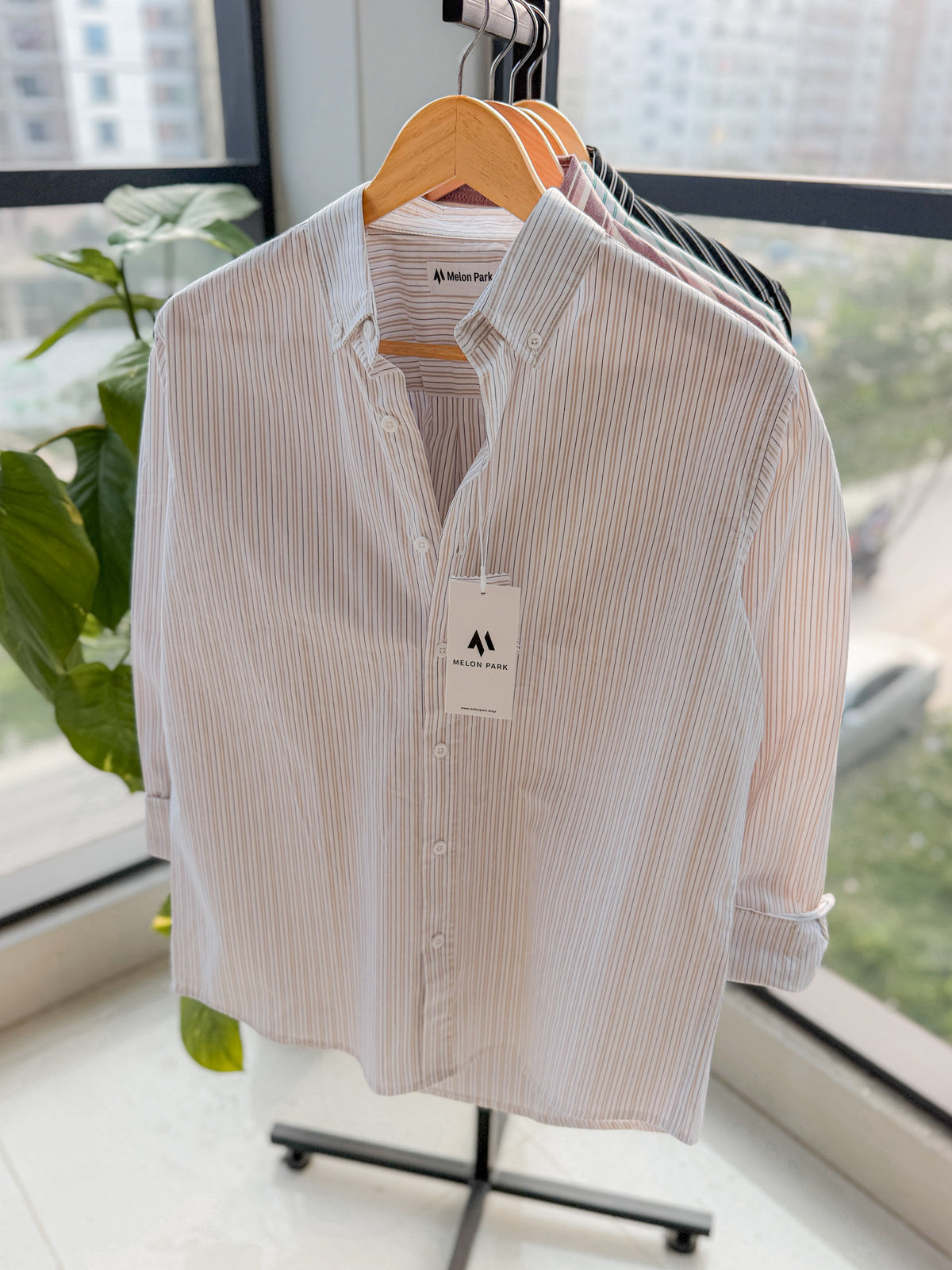 Gentle stripe shirt - Sand Taupe
