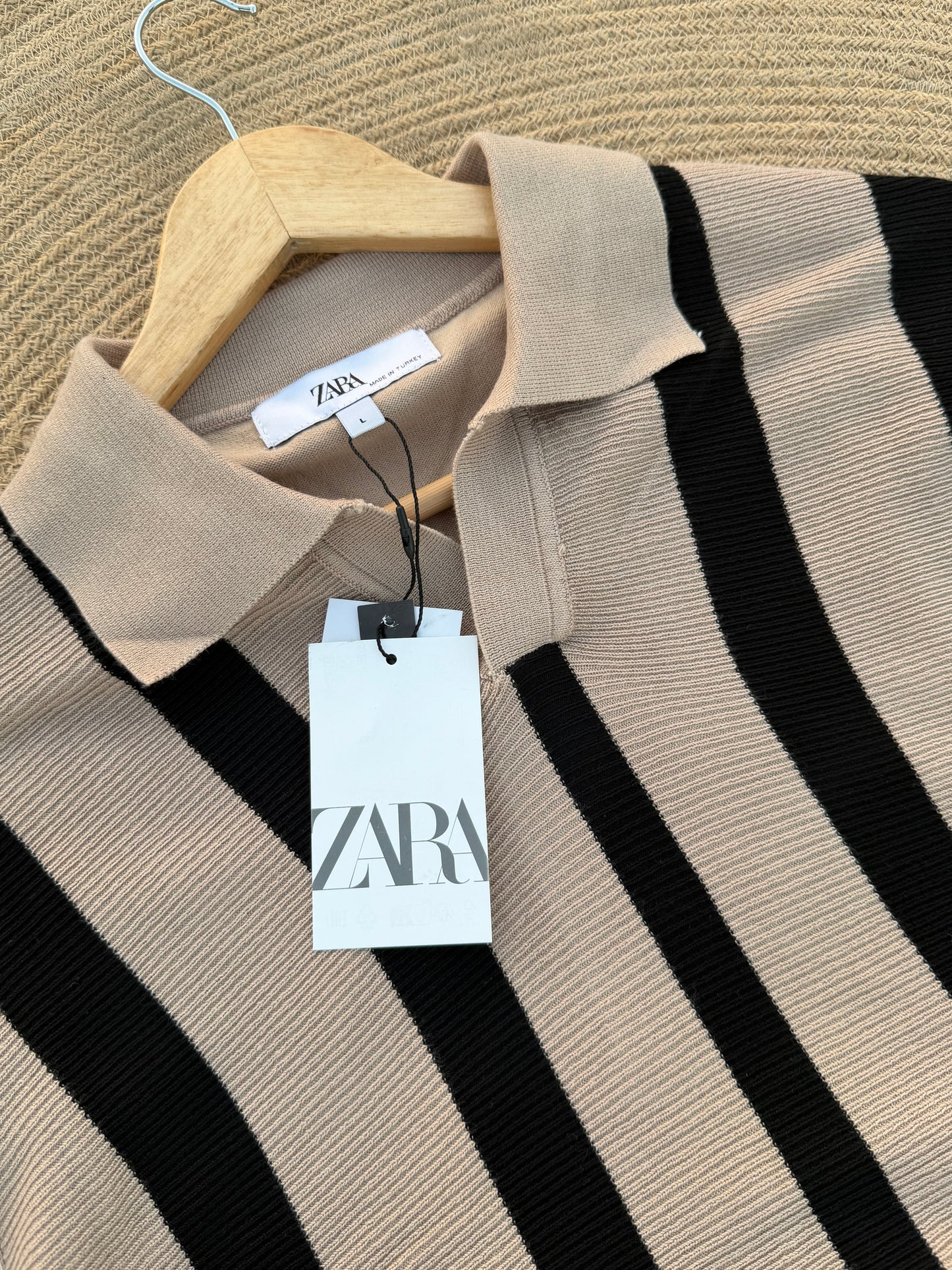 Executive Knitted Polo - Beige with Black