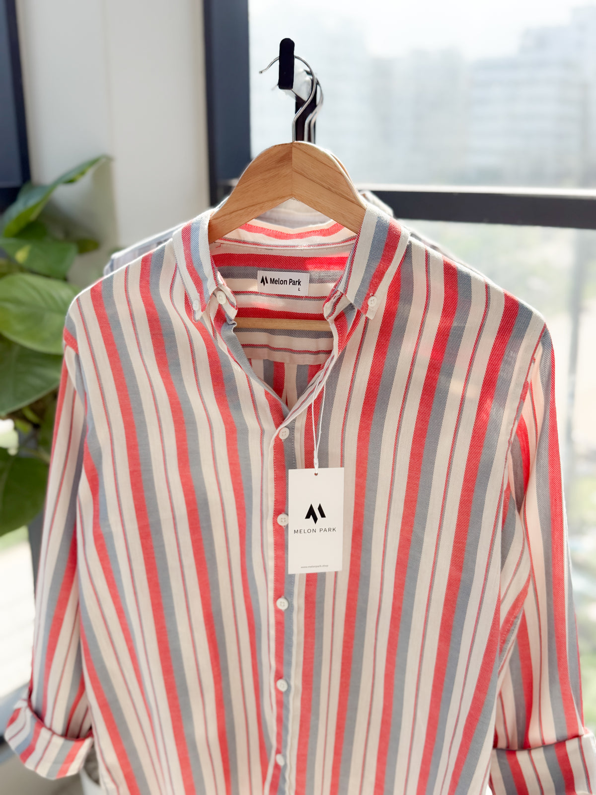 Gentle stripe shirt - Coral Slate