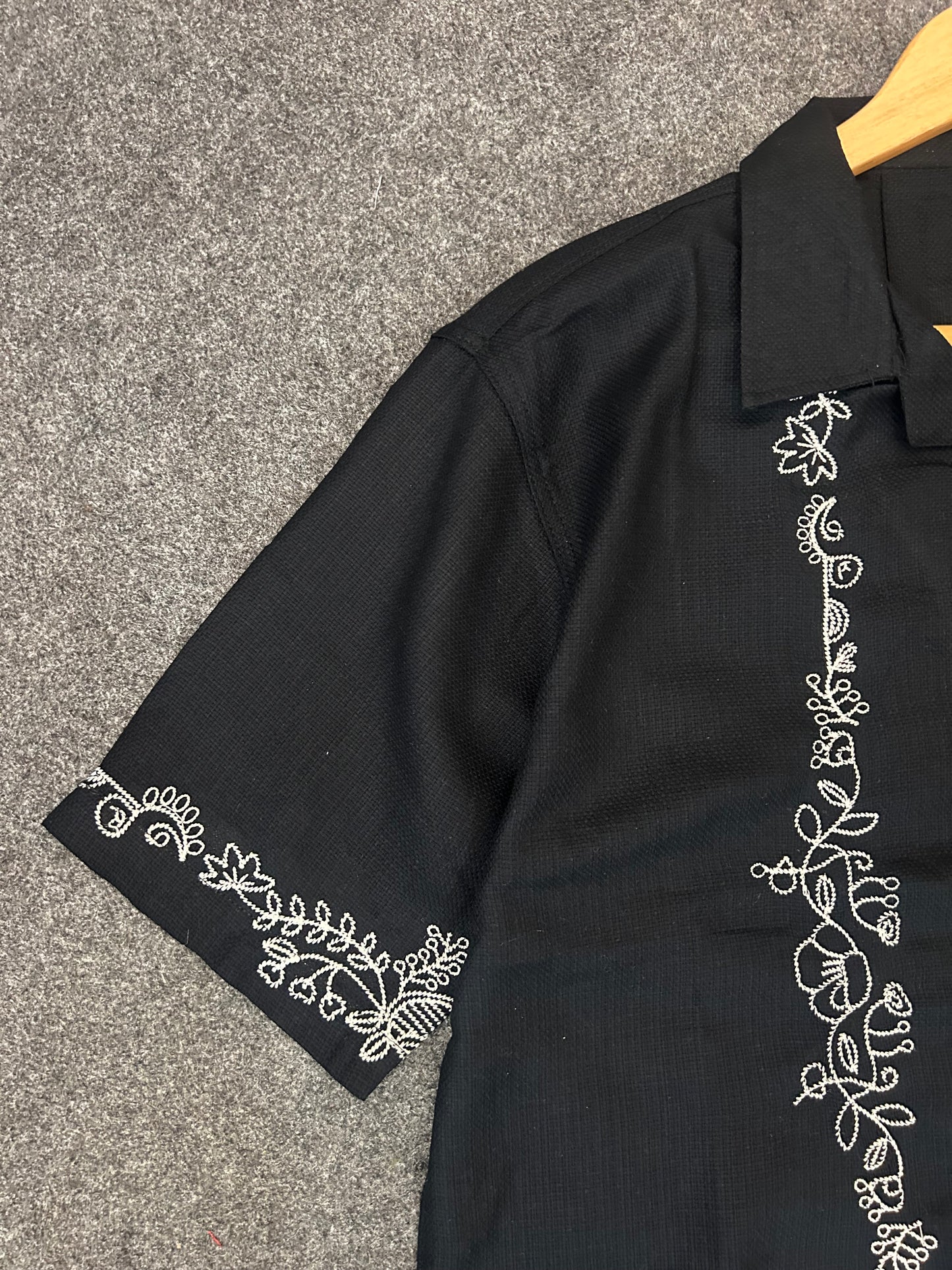 Black Blooming Cuban Shirt