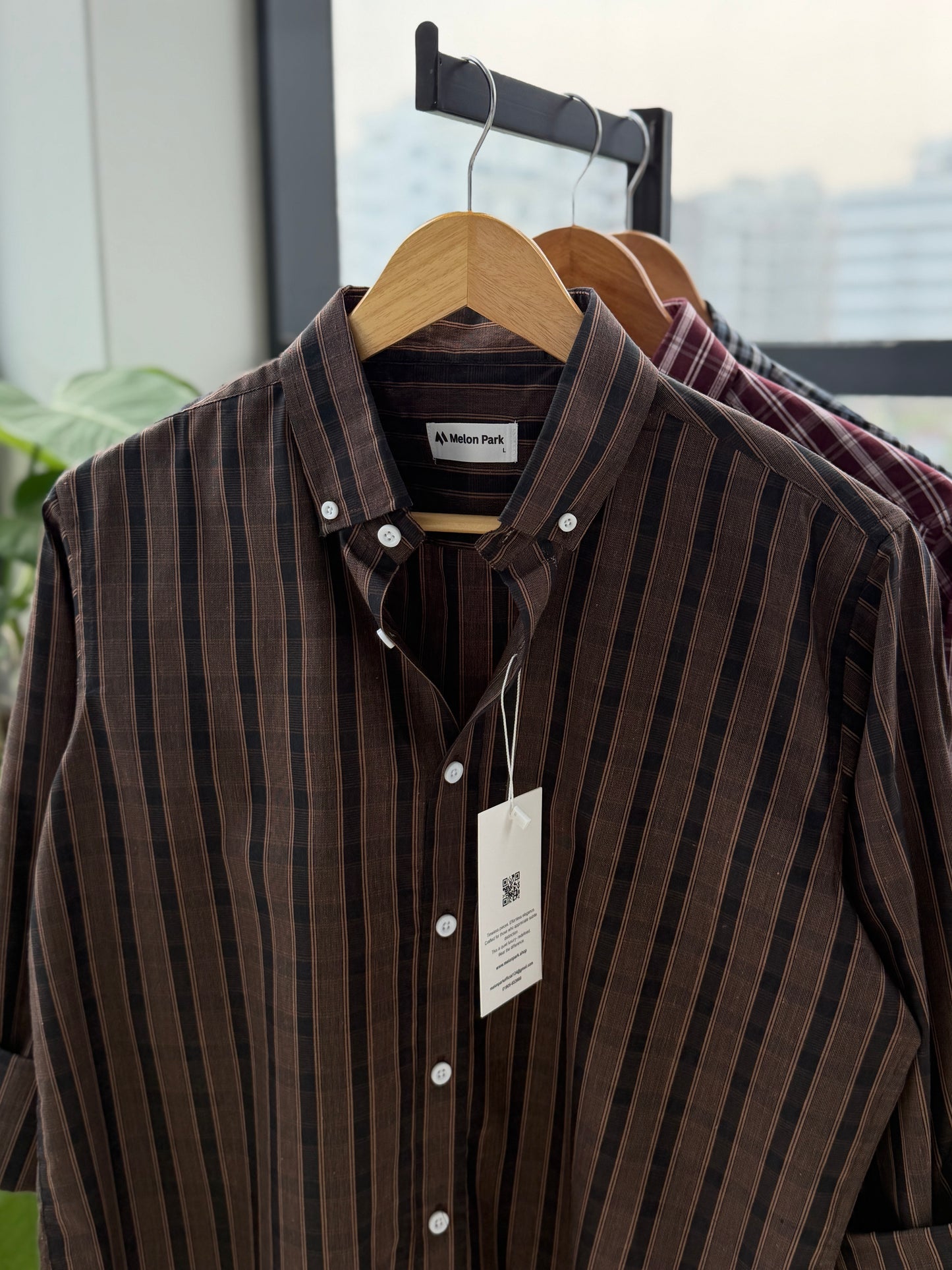 Gentle check shirt - Walnut