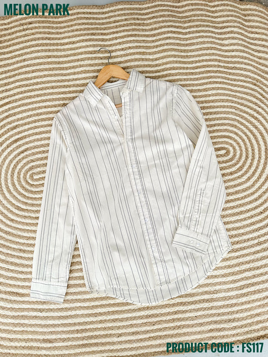 Gentle stripe shirt - White with Black | FS117