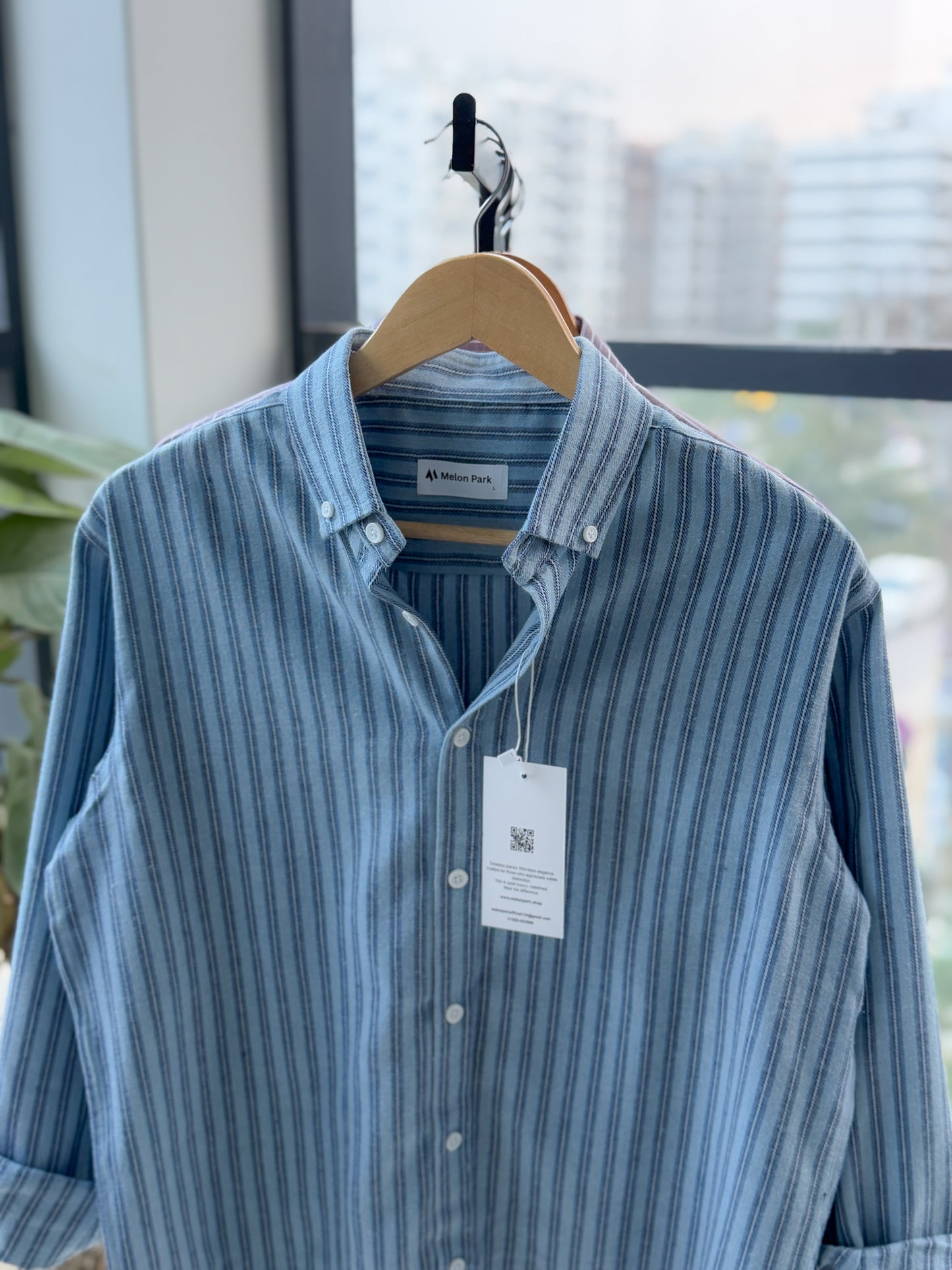 Gentle stripe shirt - Harbor Blue stripe