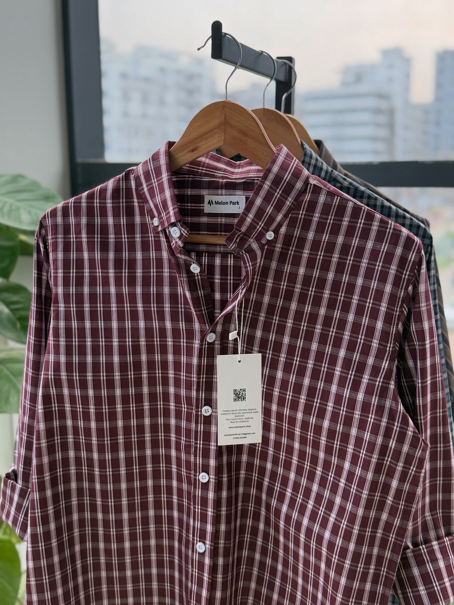 Gentle check shirt - Matrix Maroon