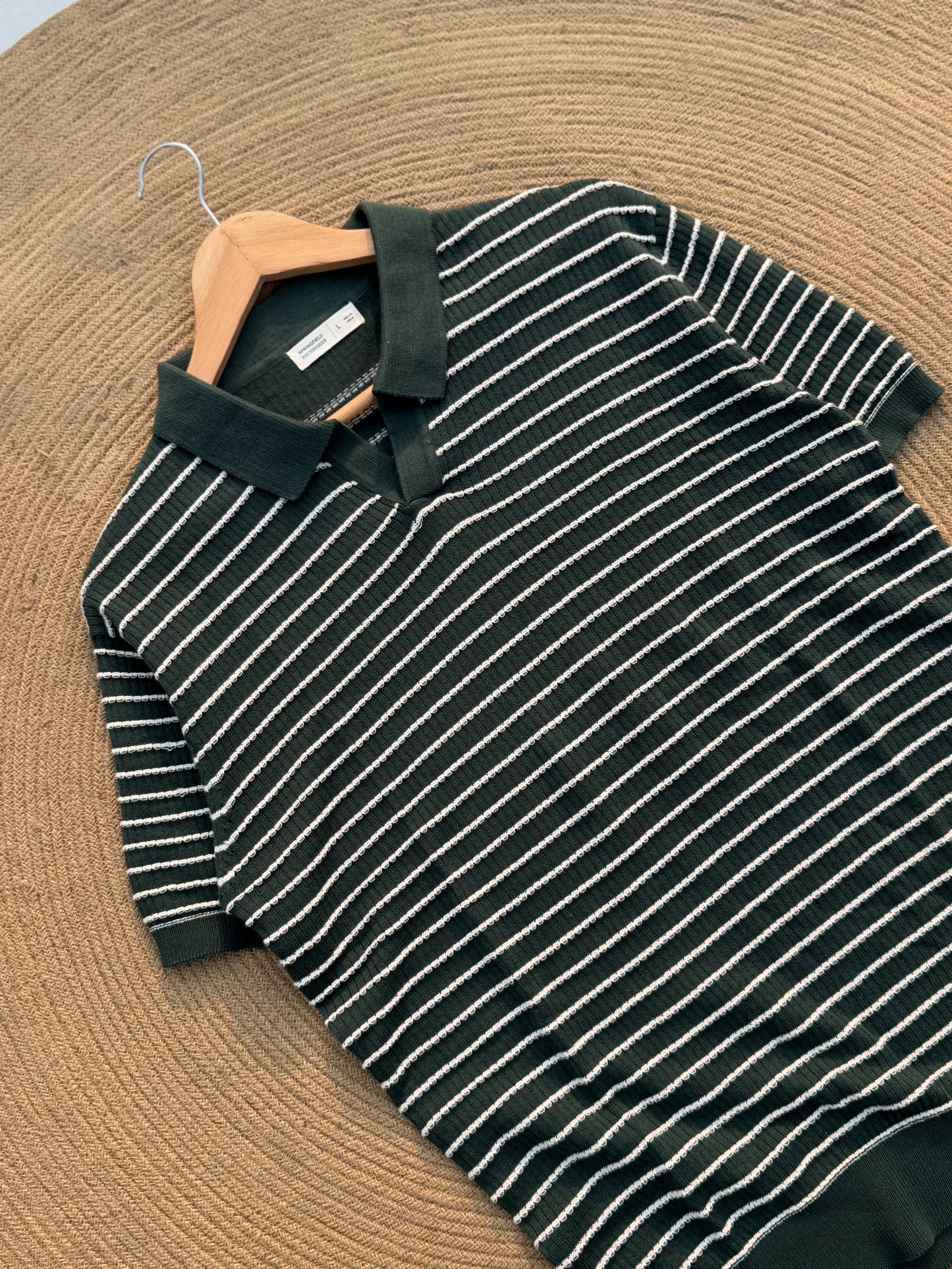 Cabana Knitted Polo - Bottle Green