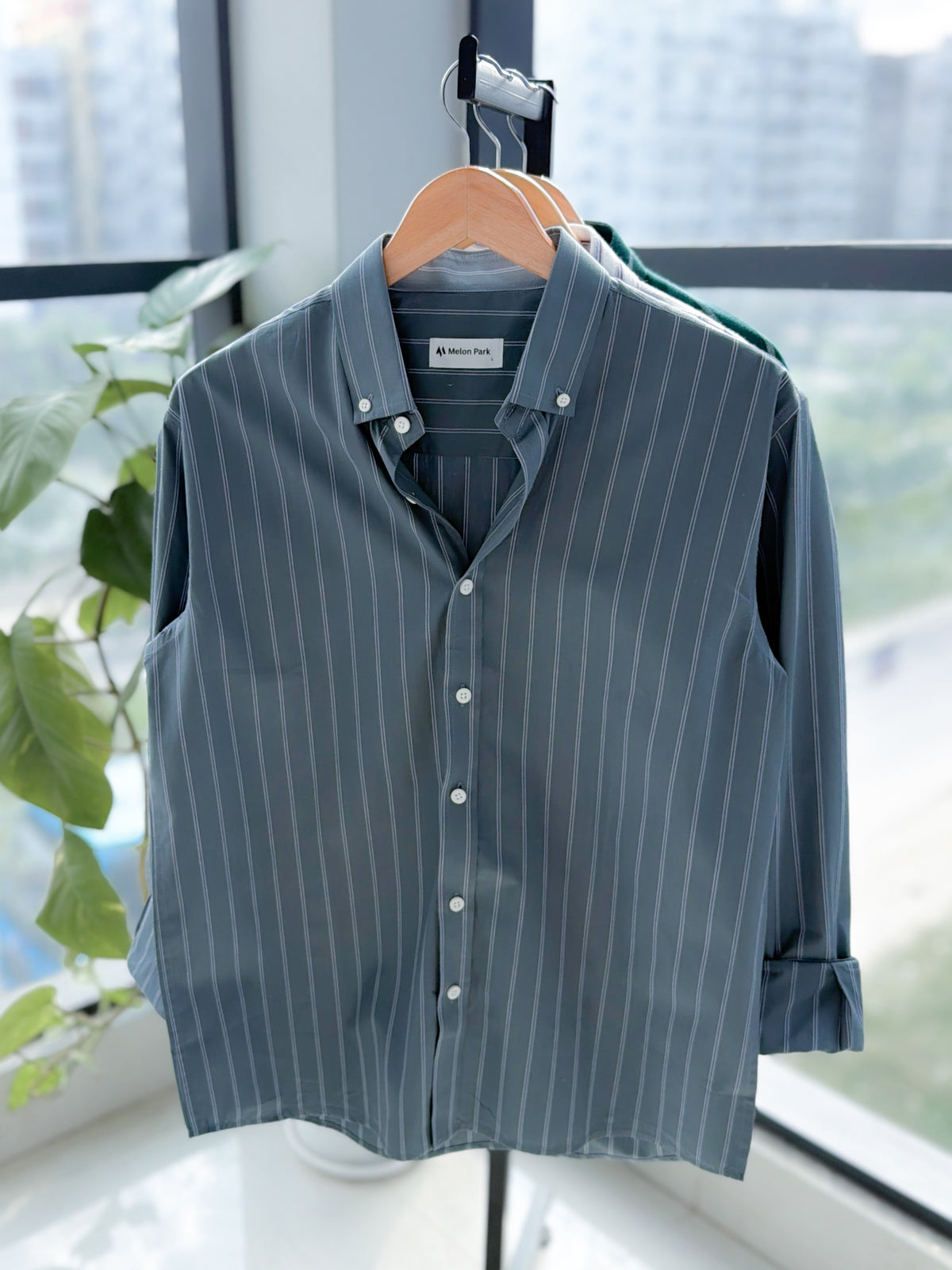 Gentle stripe shirt - Teal slate stripe
