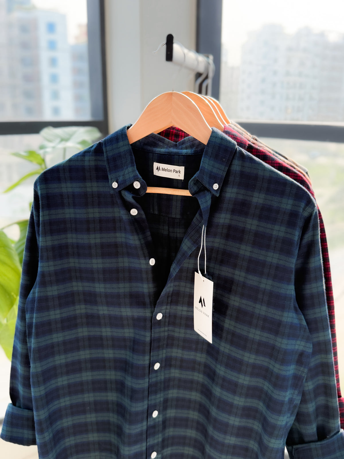 Gentle check shirt - Forest Emerald