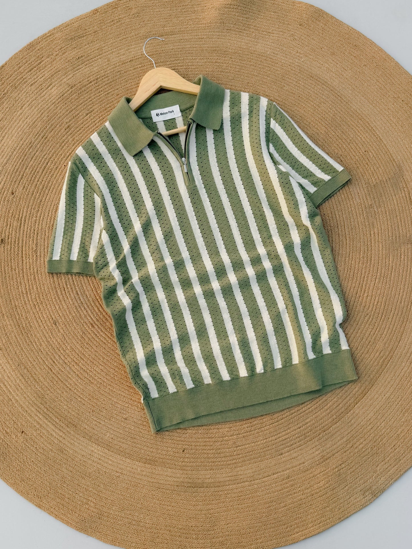 Classic Zipper Polo - Mint with White