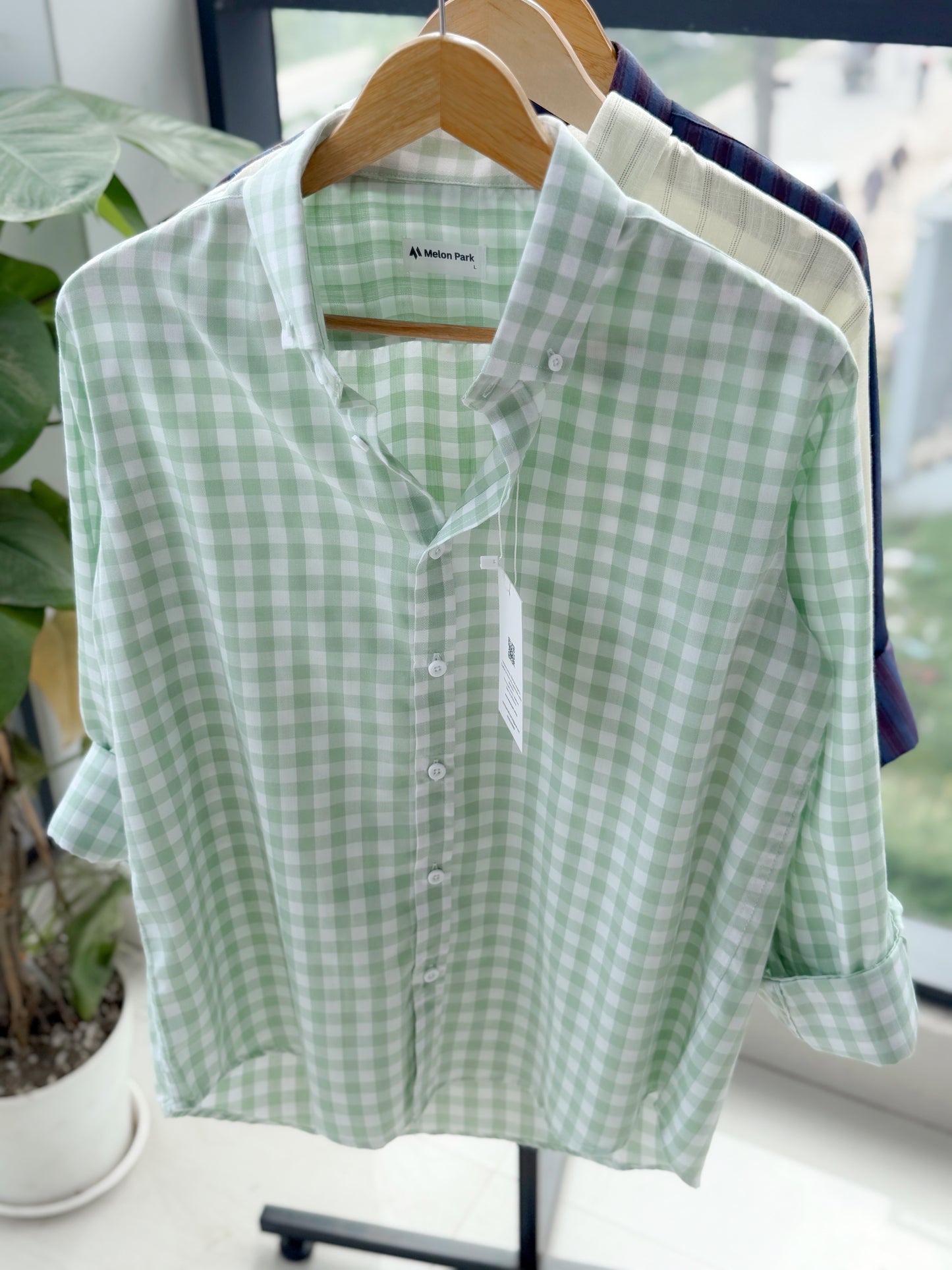 Gentle check shirt - Mint drift