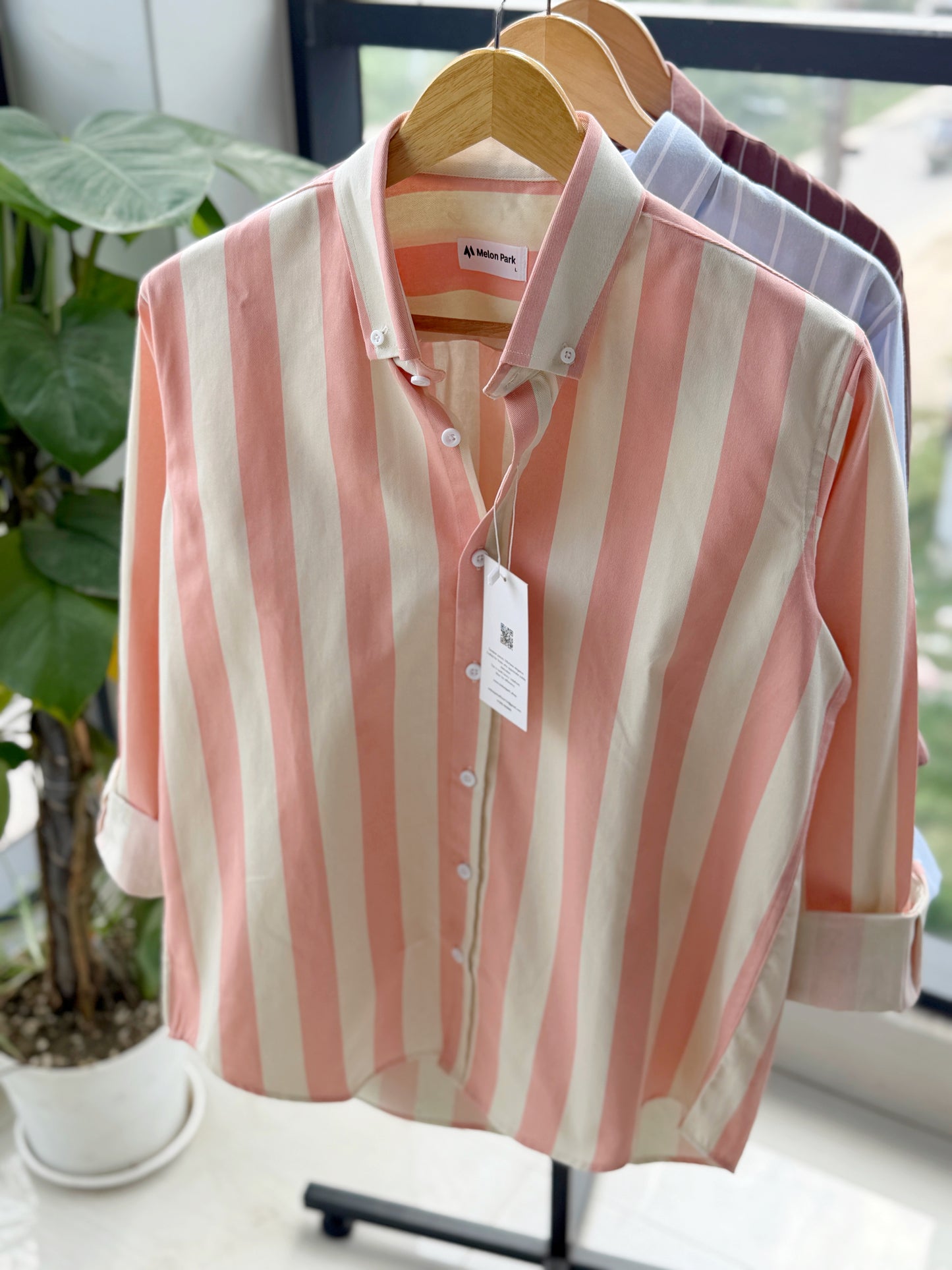 Gentle stripe shirt - Apricot Cream