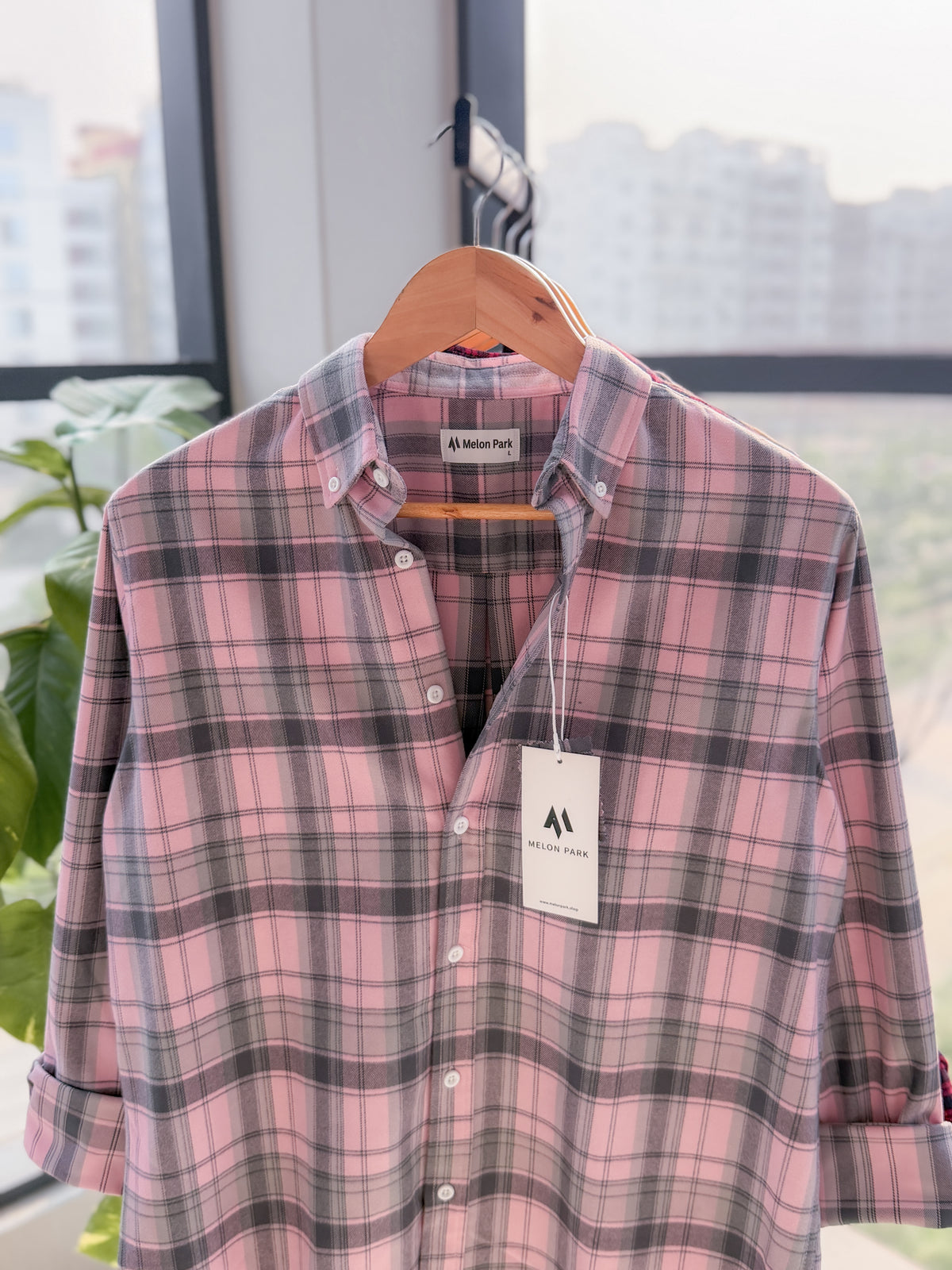Gentle check shirt - Dusty Coral