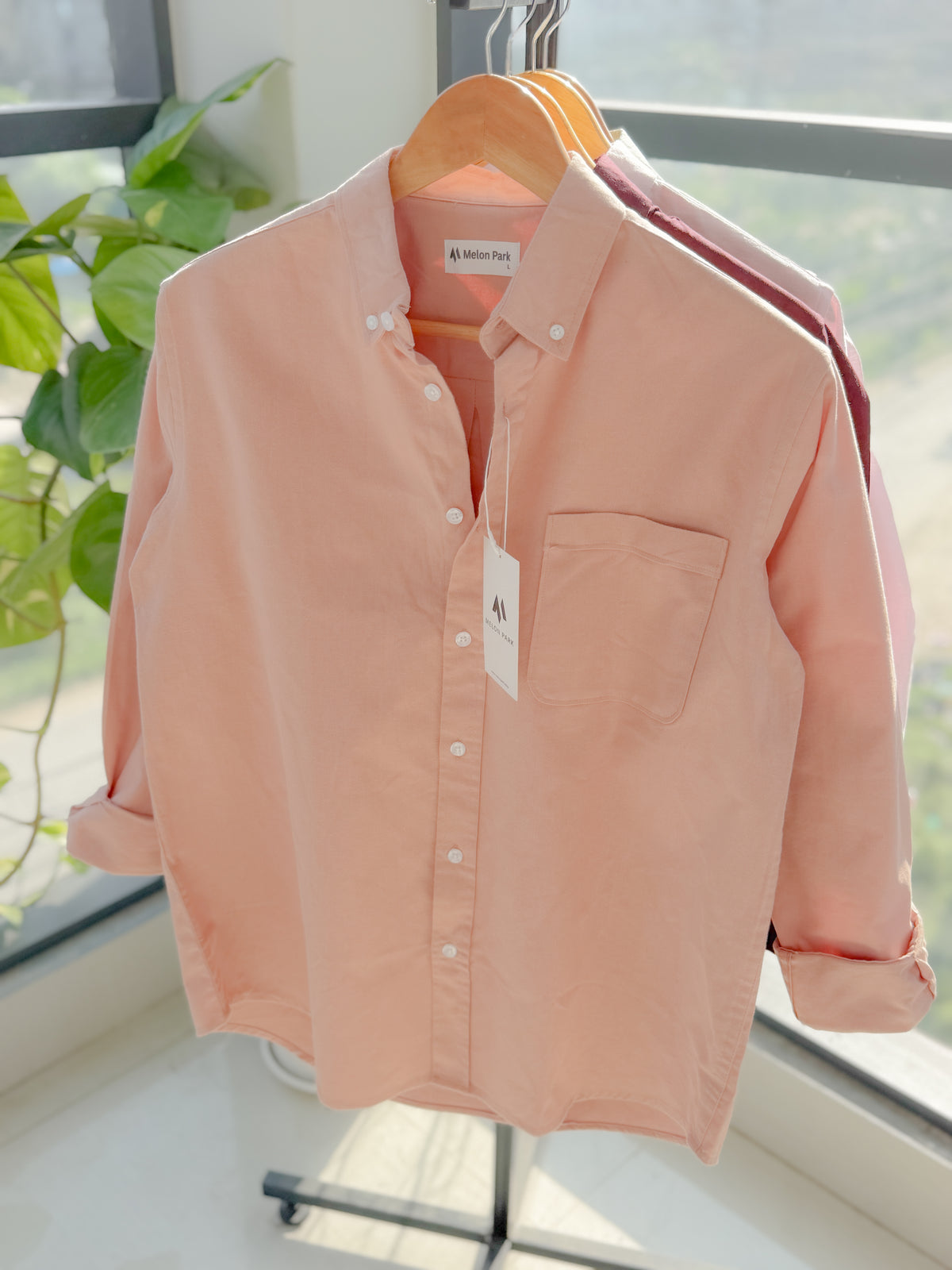 Chambray solid shirt - Light Peach