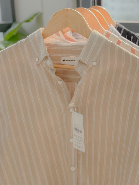 Gentle stripe shirt - Camel Horizon