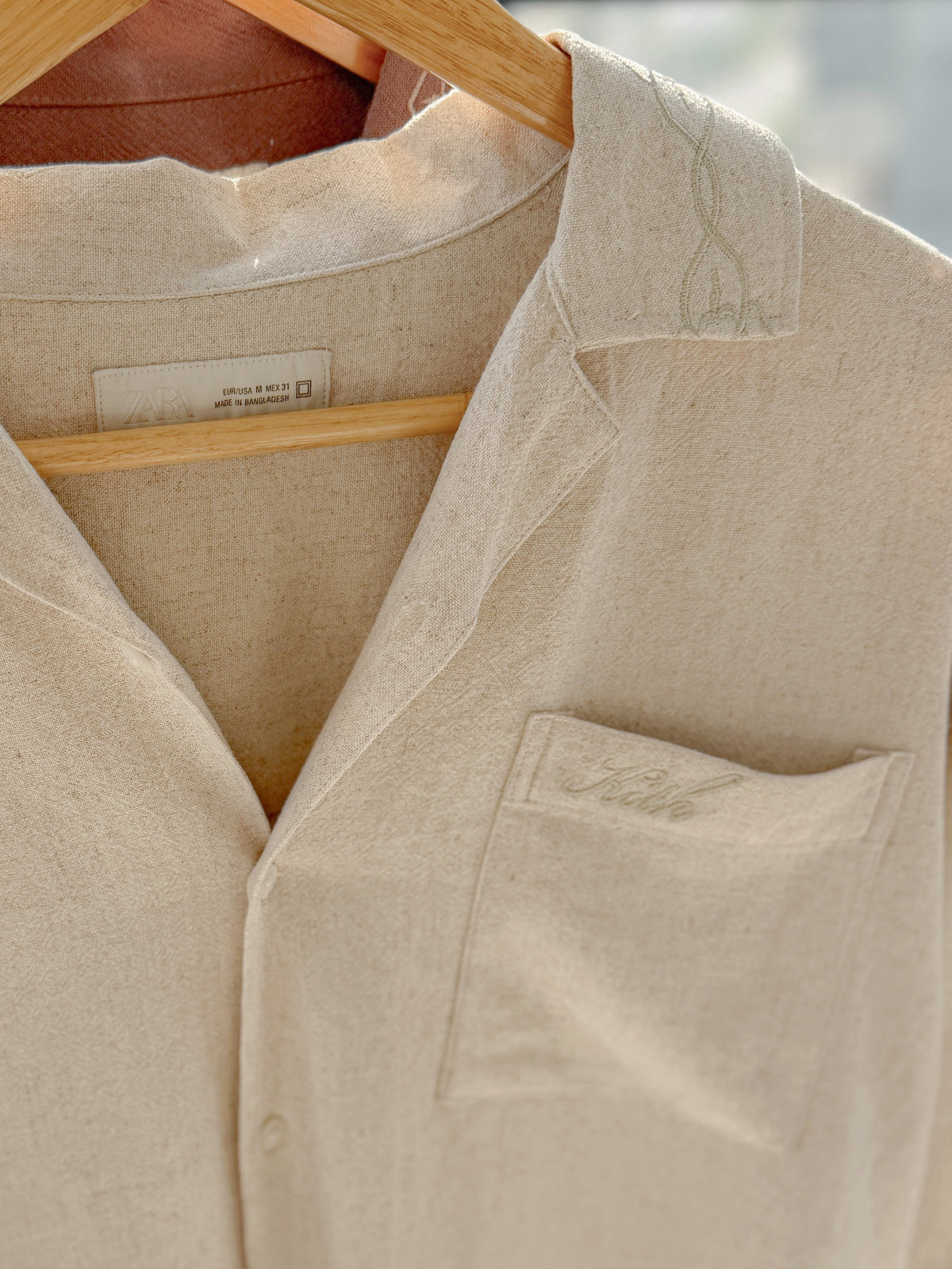 Embroidery Boxy Drop-shoulder shirt - Off White