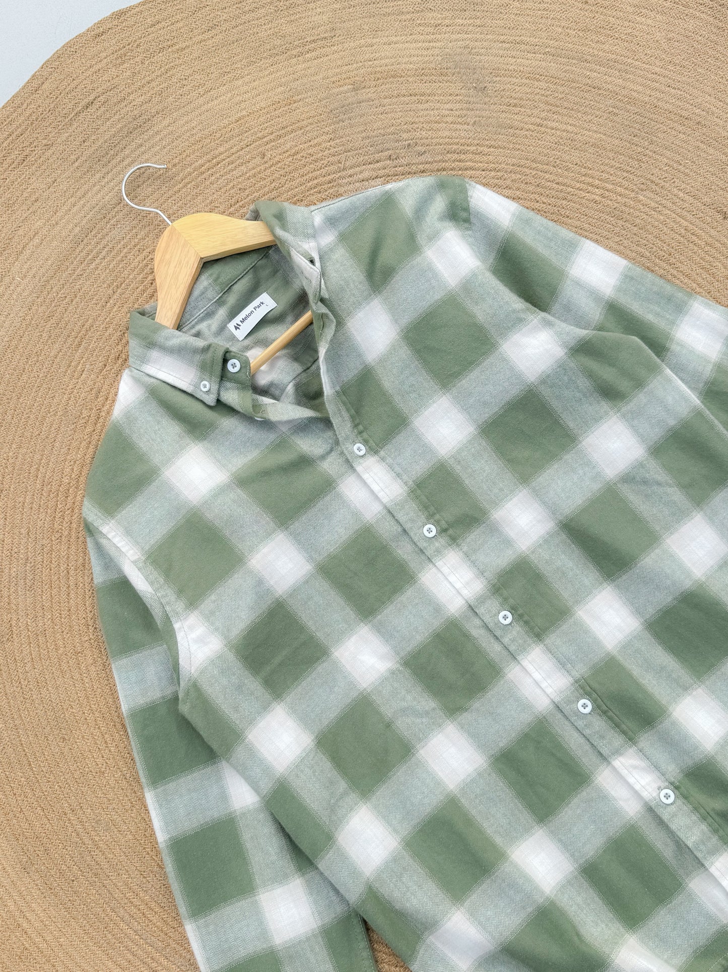 Gentle Check shirt - Macha Mist