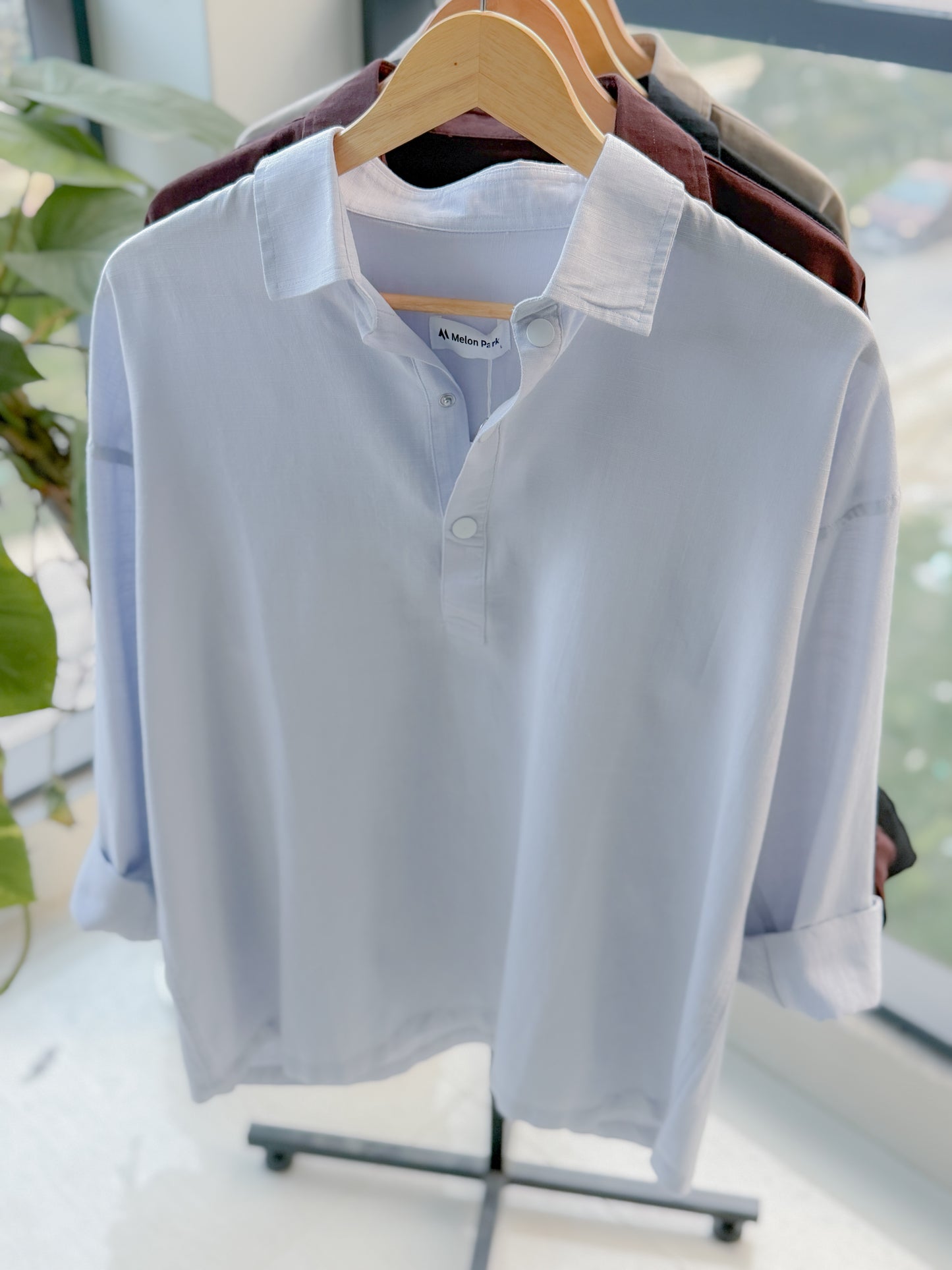 Fine Henley shirt - Powder Blue