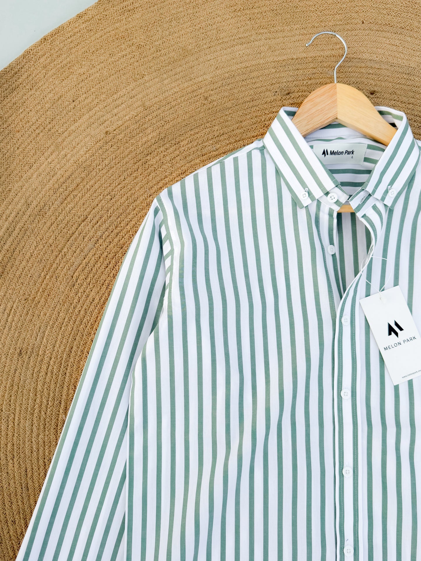 Old Money full sleeve shirt - Mint stripe ( New )