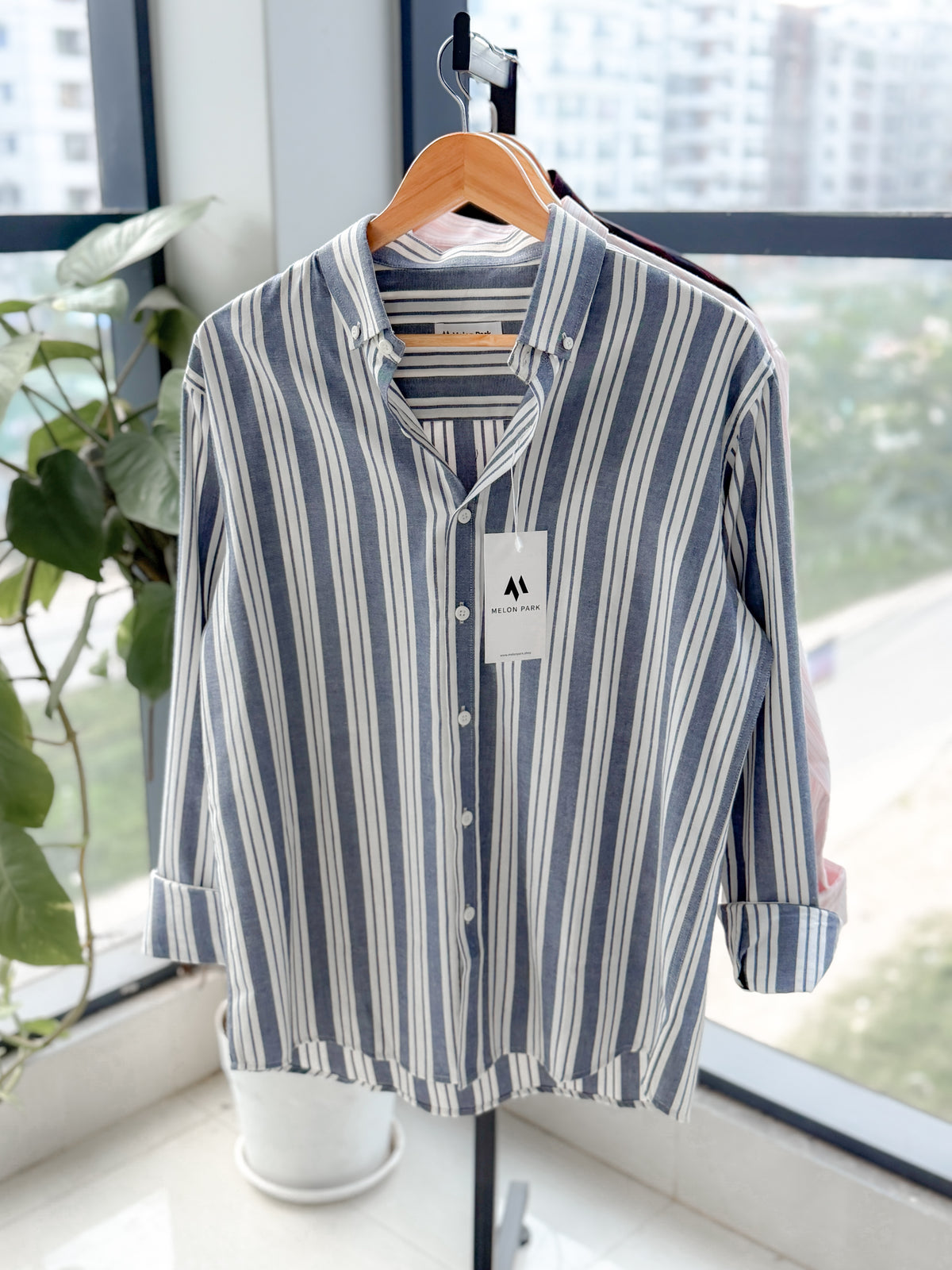 Gentle stripe shirt - Slate Seaside stripe