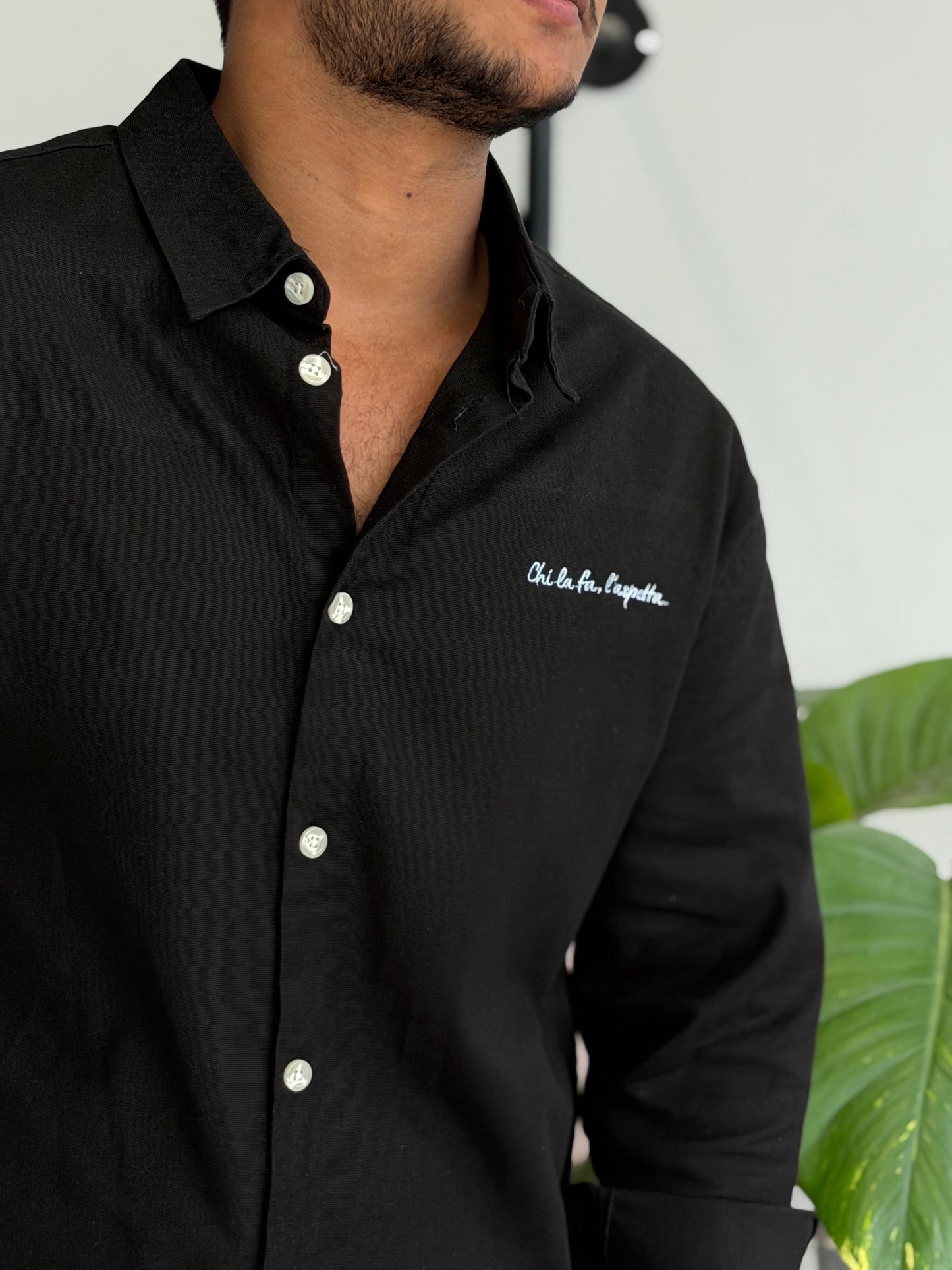 Embroidery Oversized Baggy shirt - Black