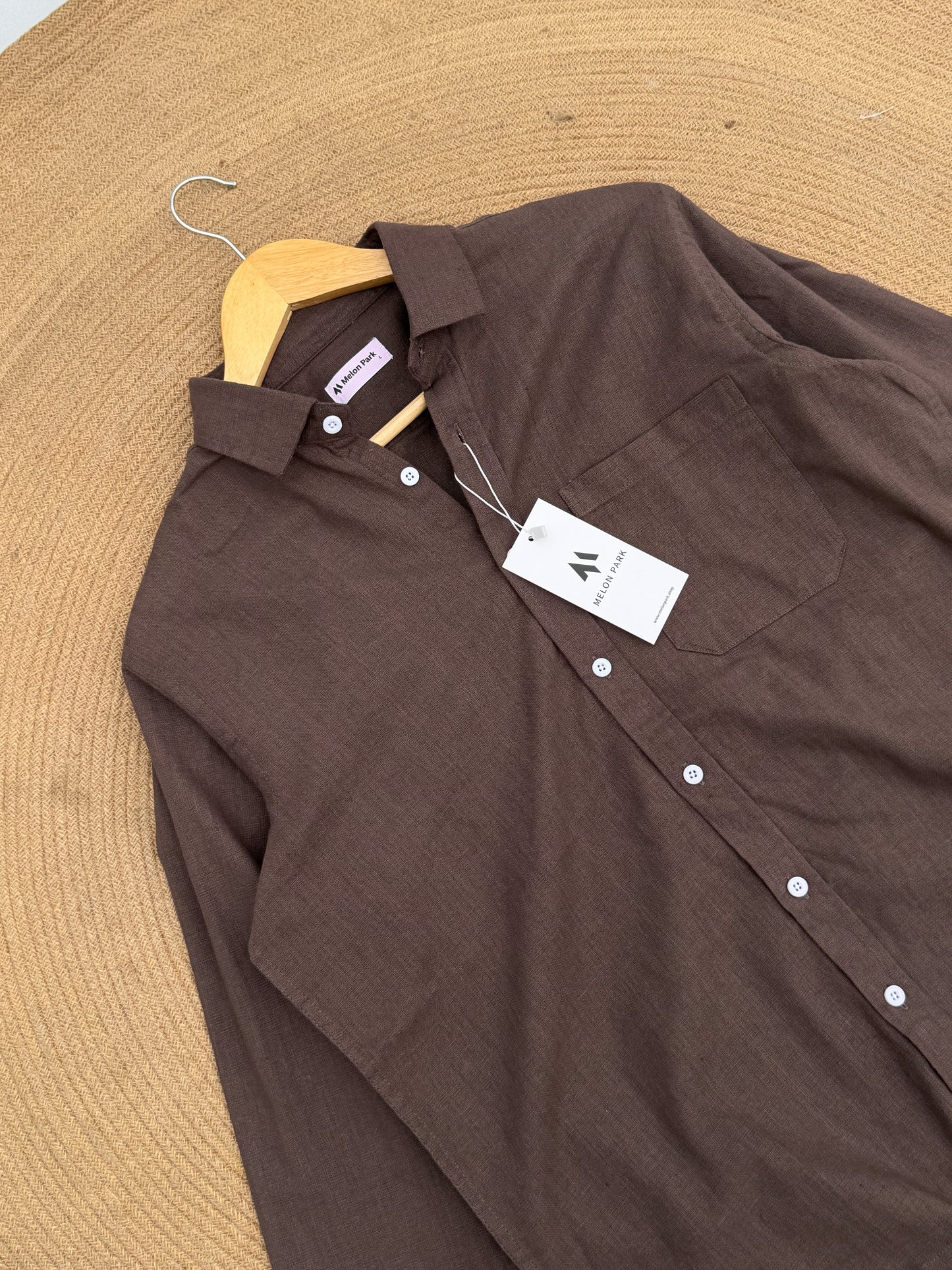 Drop-shoulder boxy shirt - Light Chocolate