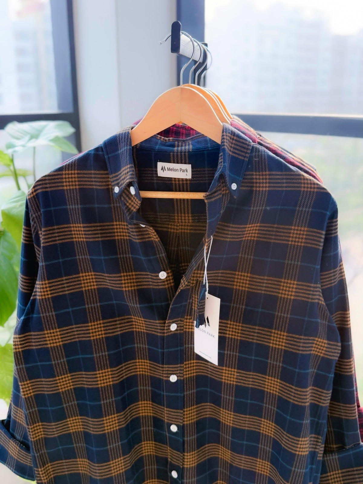 Gentle check shirt - Mustard Navy