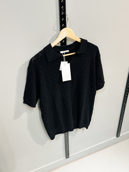 Knitted Polo - Zigzag Black