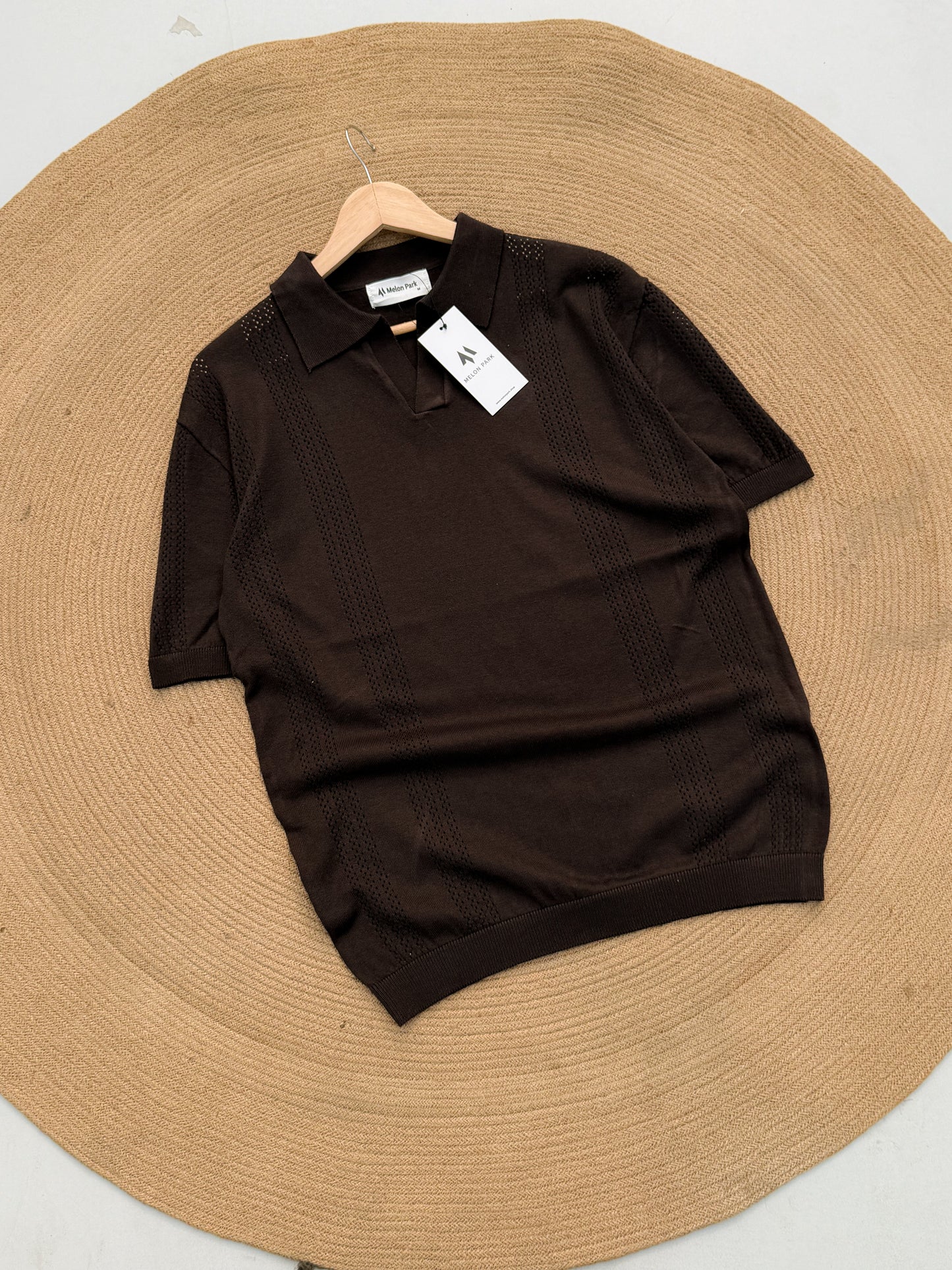 Gentle Breeze Knit Polo - Chocolate