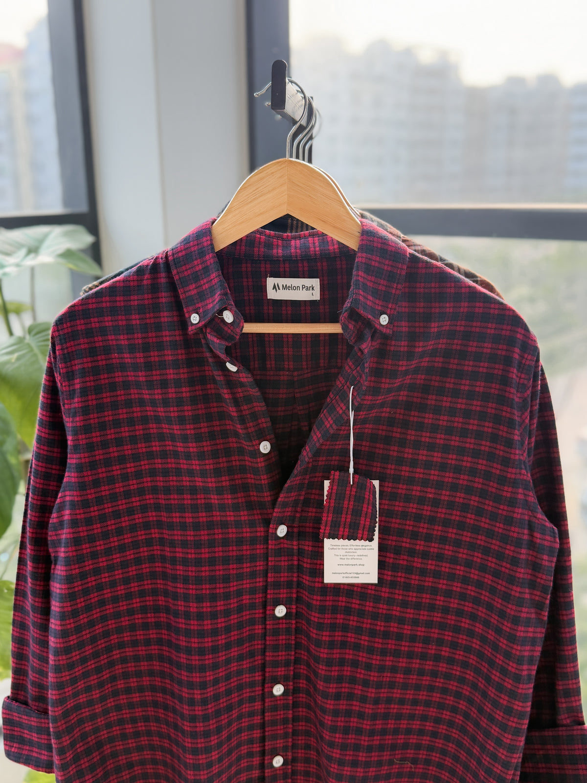 Gentle check shirt - Cherry Onyx