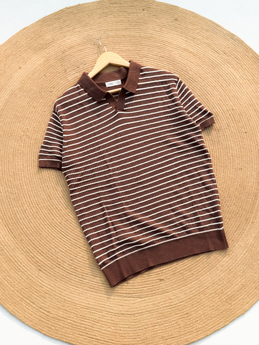 Cabana Knitted Polo - Chocolate