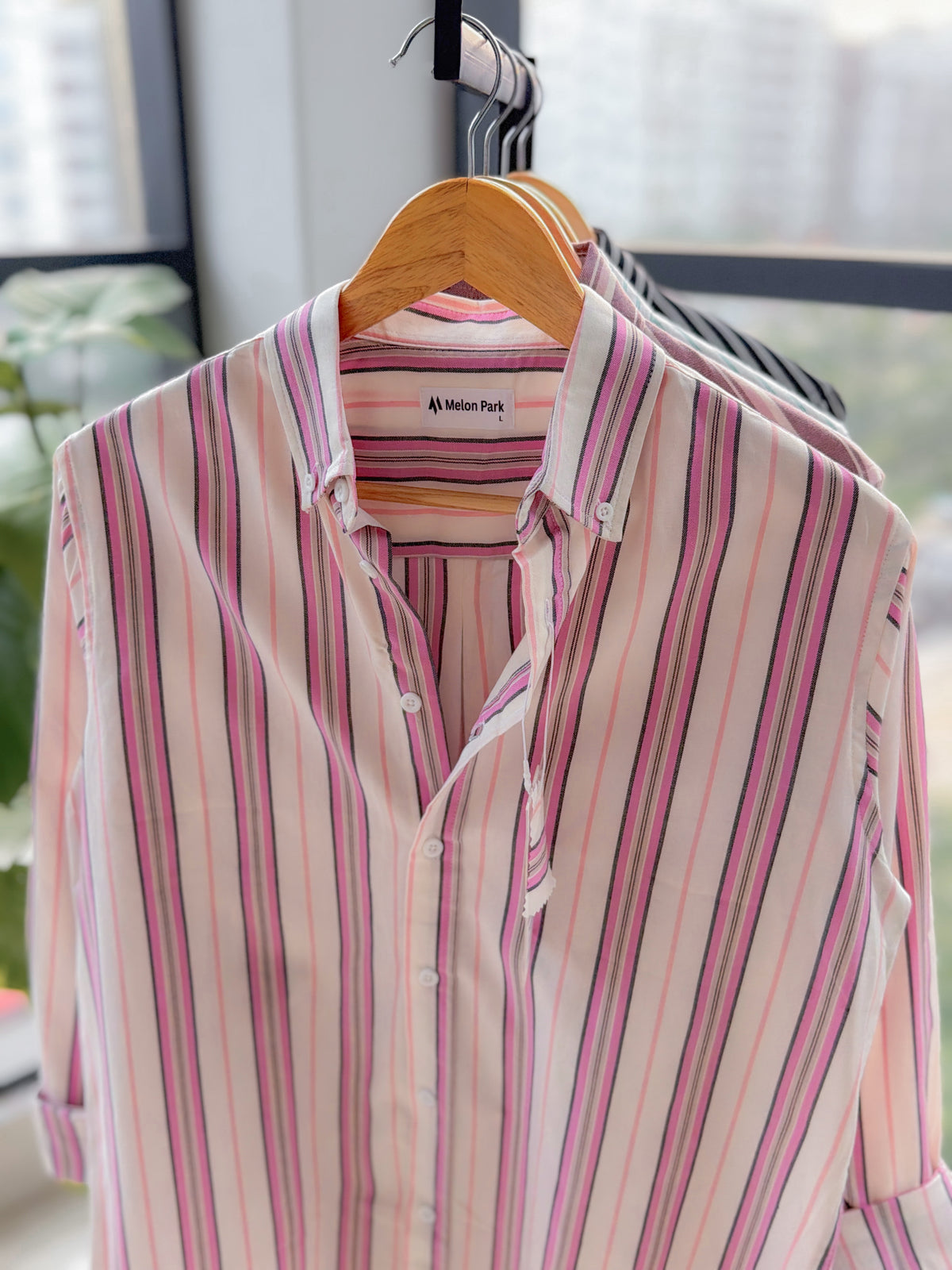 Gentle stripe shirt - Peach Fuchsia