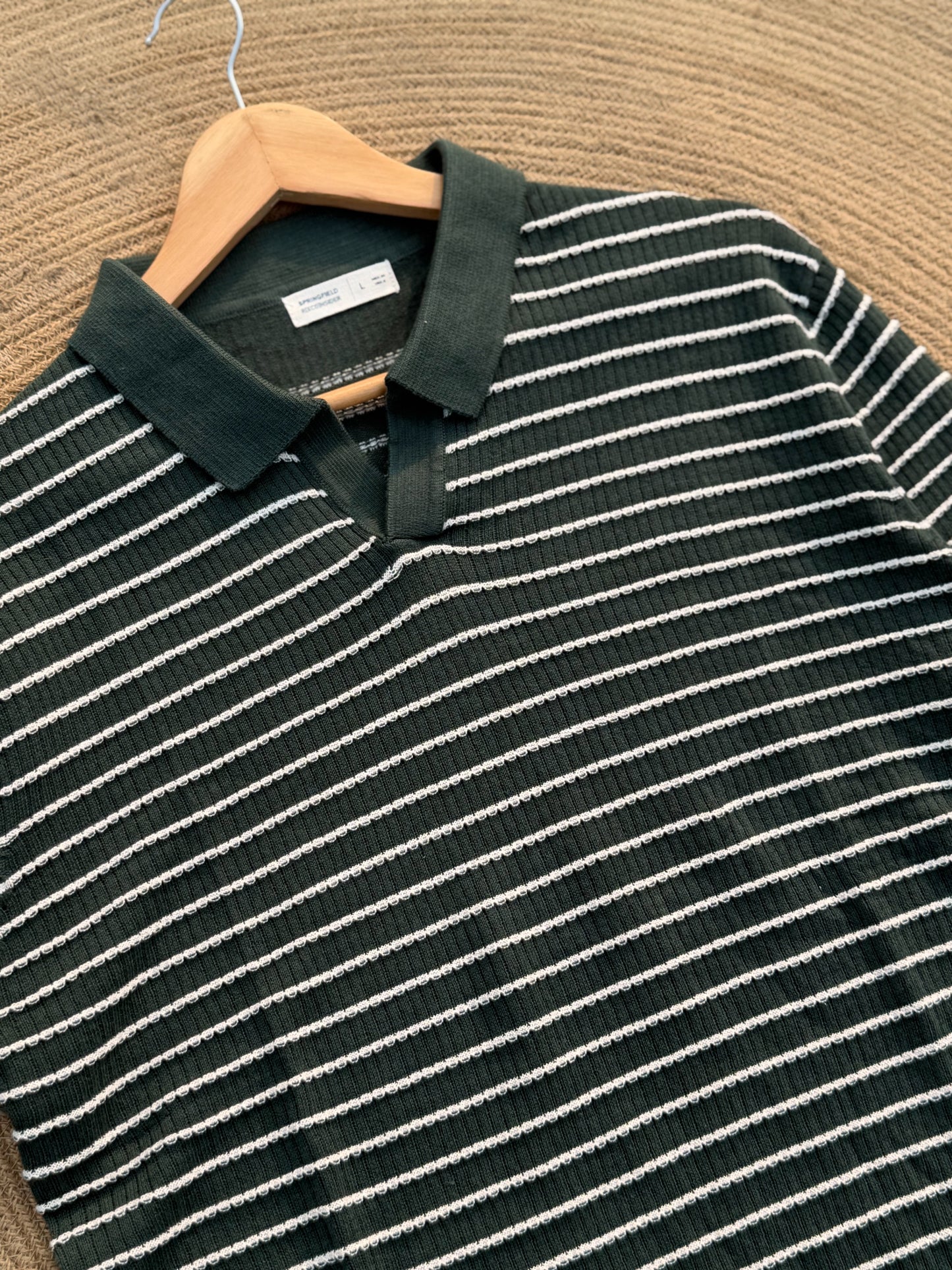 Cabana Knitted Polo - Bottle Green