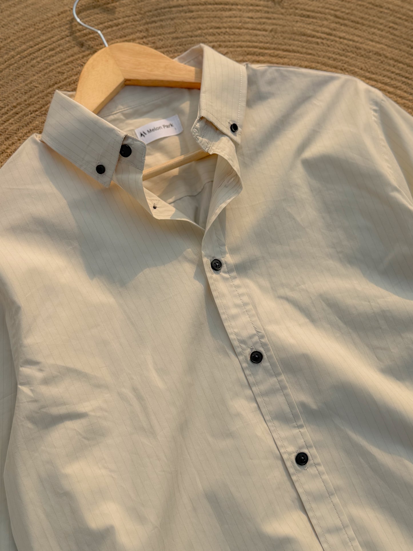 Old Money full sleeve shirt - Ivory Pinstripe