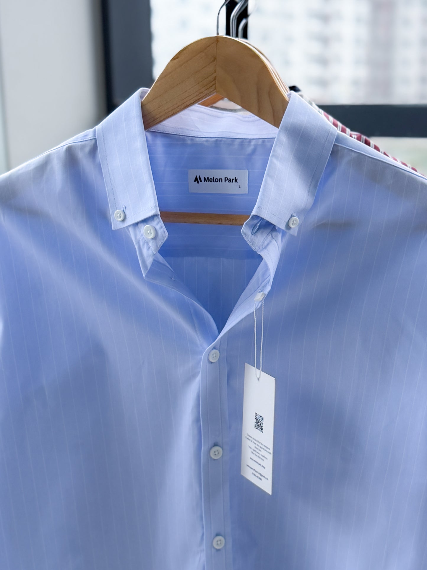 Gentle stripe shirt - Powder Blue micro-stripe