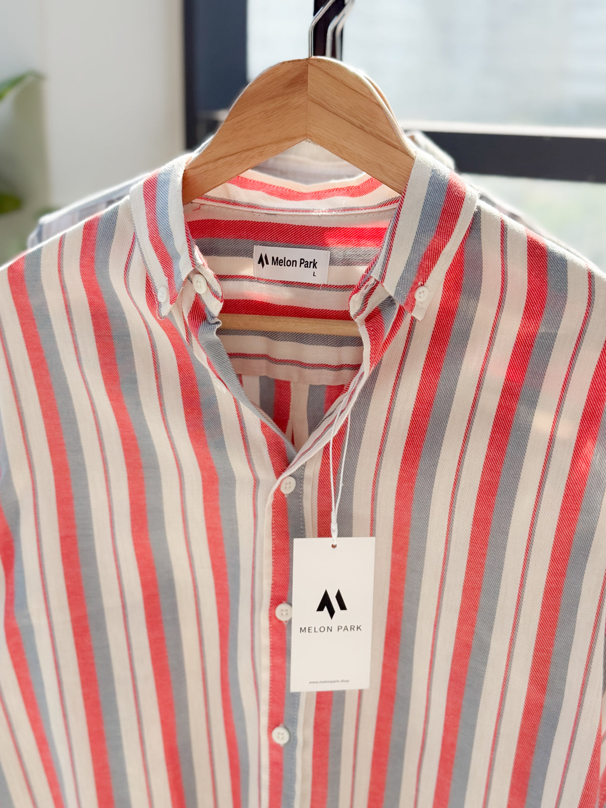Gentle stripe shirt - Coral Slate