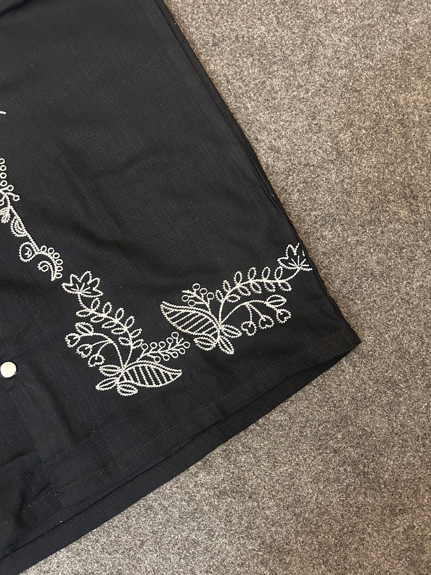 Black Blooming Cuban Shirt