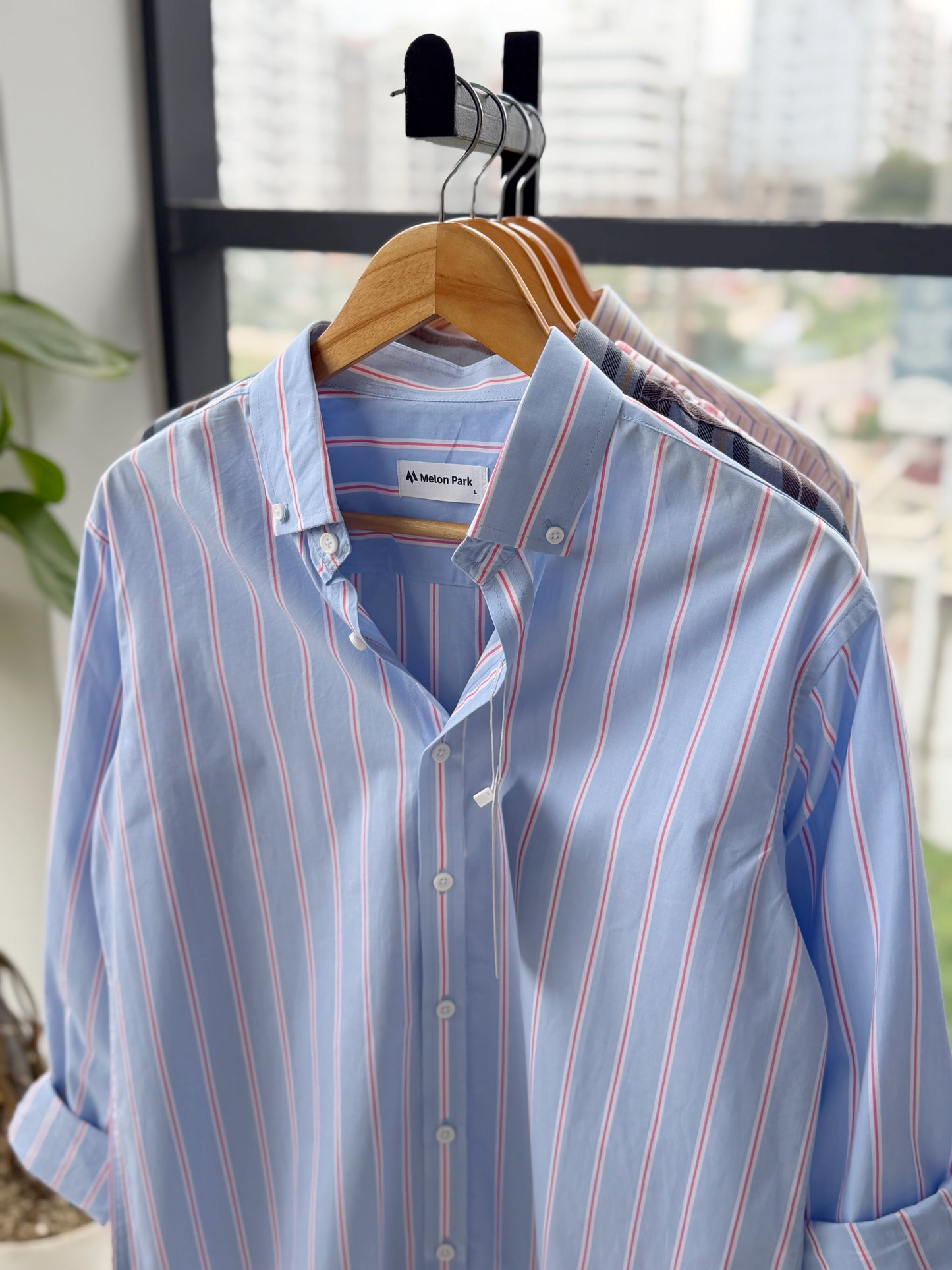 Gentle stripe shirt -Sweet Sky