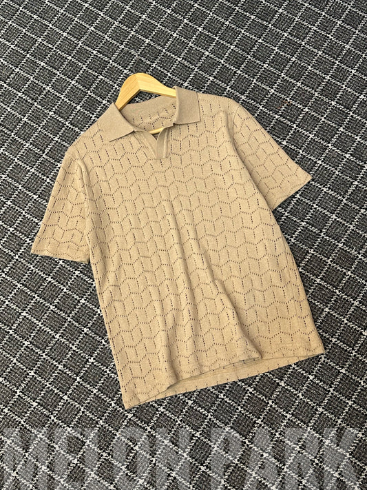 Beige Knitted Polo