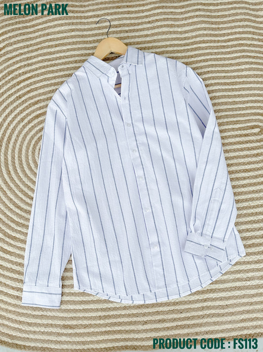 Gentle stripe shirt - White with Blue | FS113