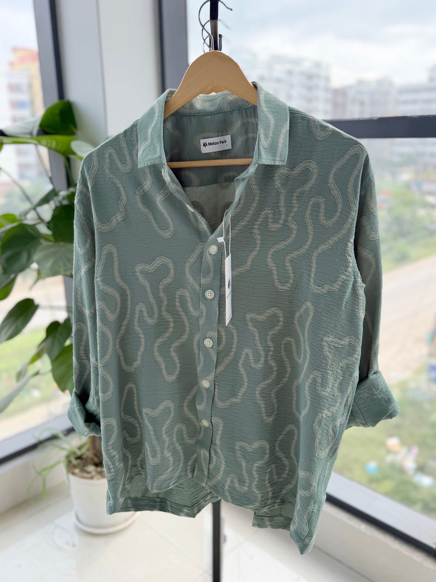 Resort Drop-shoulder shirt - Sage Ripple