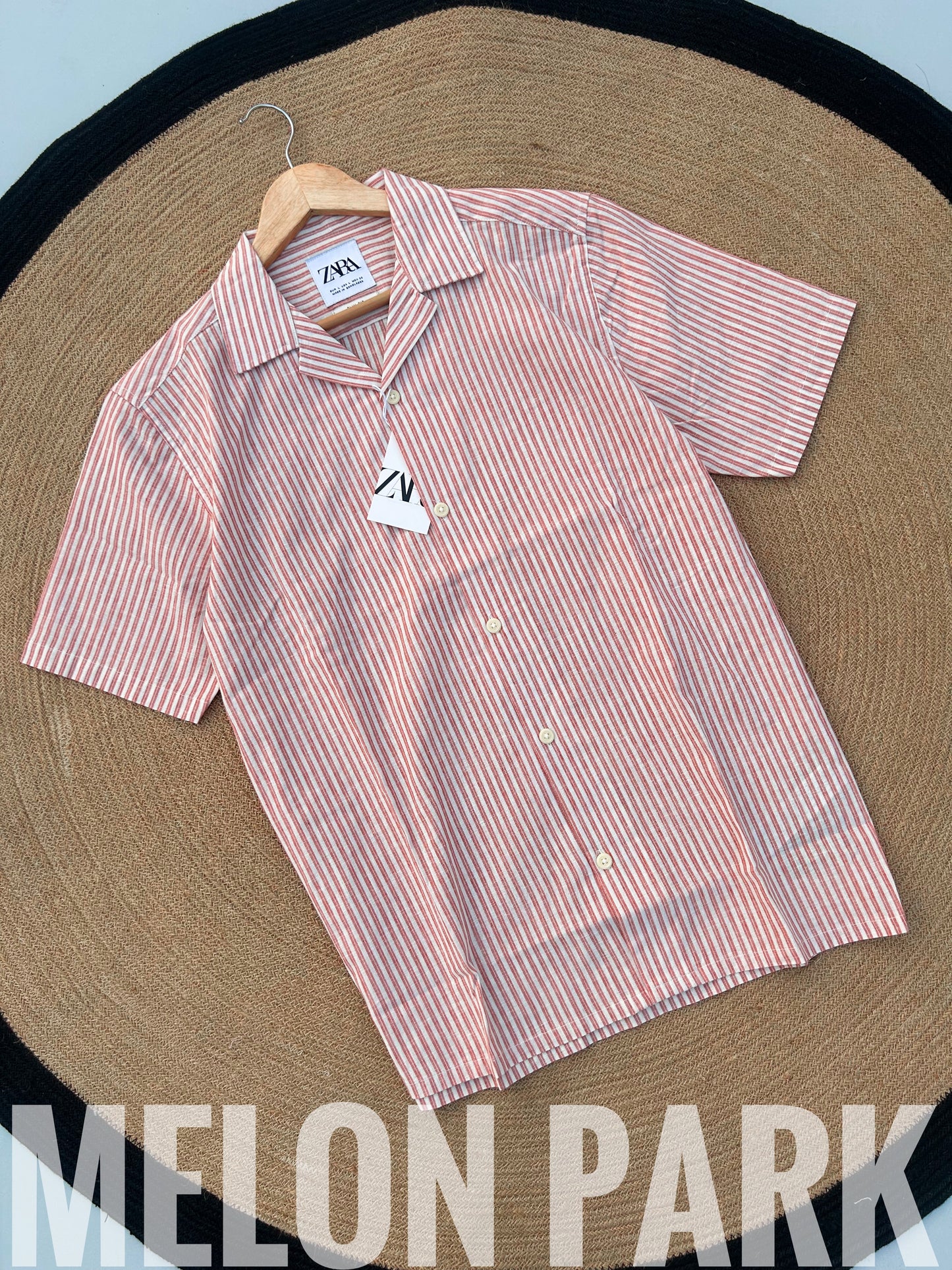 Pine peach Old Money Cuban Shirt