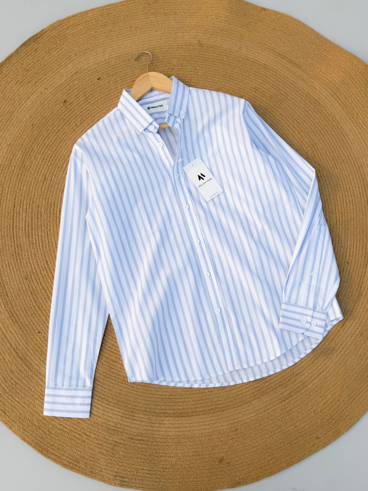 Old Money full sleeve shirt - Powder Blue stripe