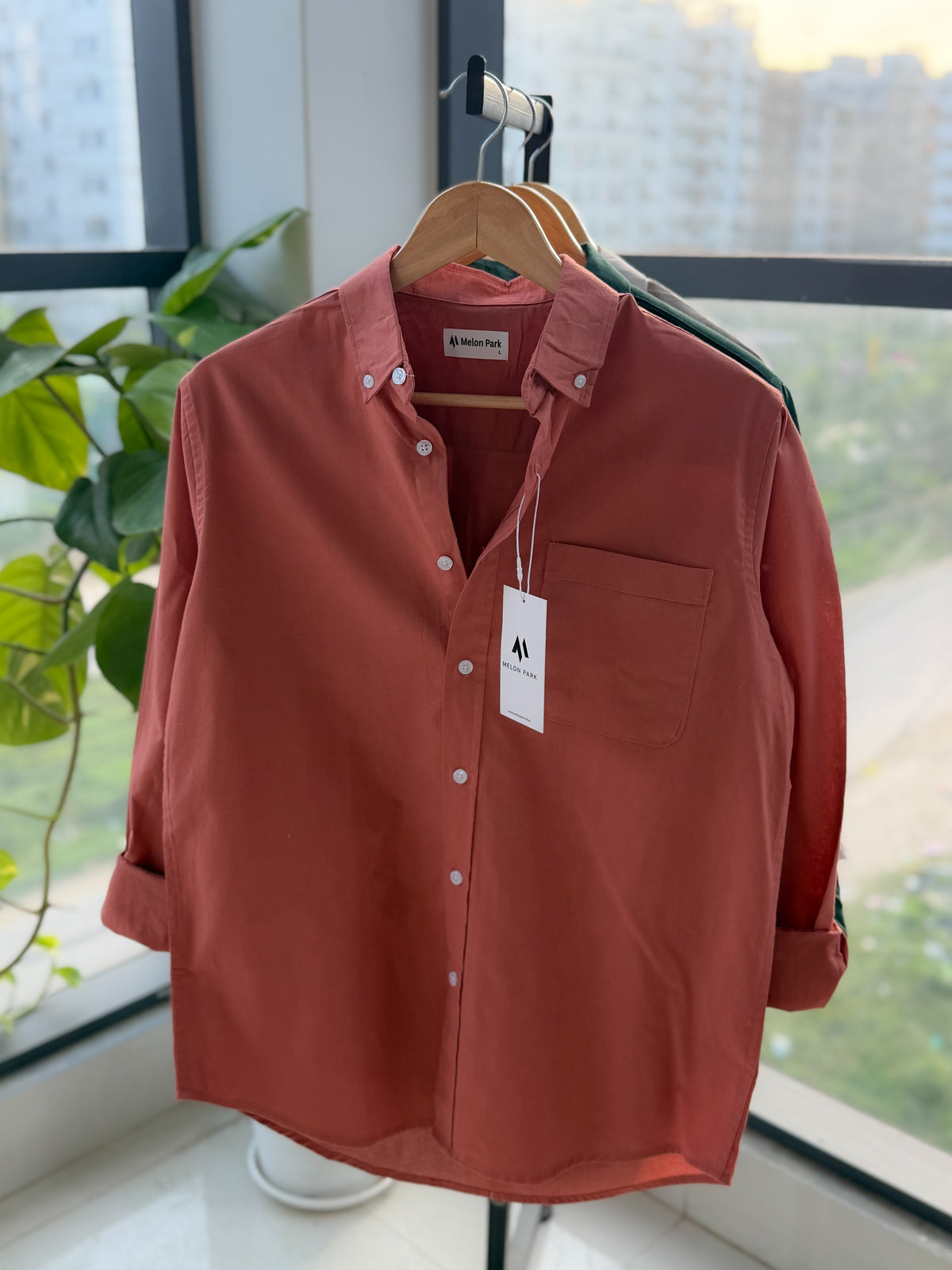 Chambray solid shirt - Brick