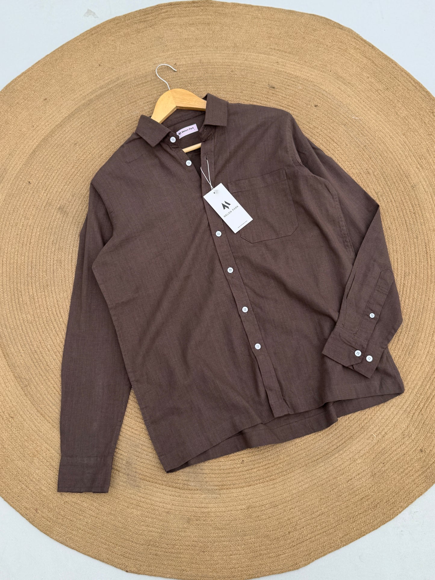 Drop-shoulder boxy shirt - Light Chocolate