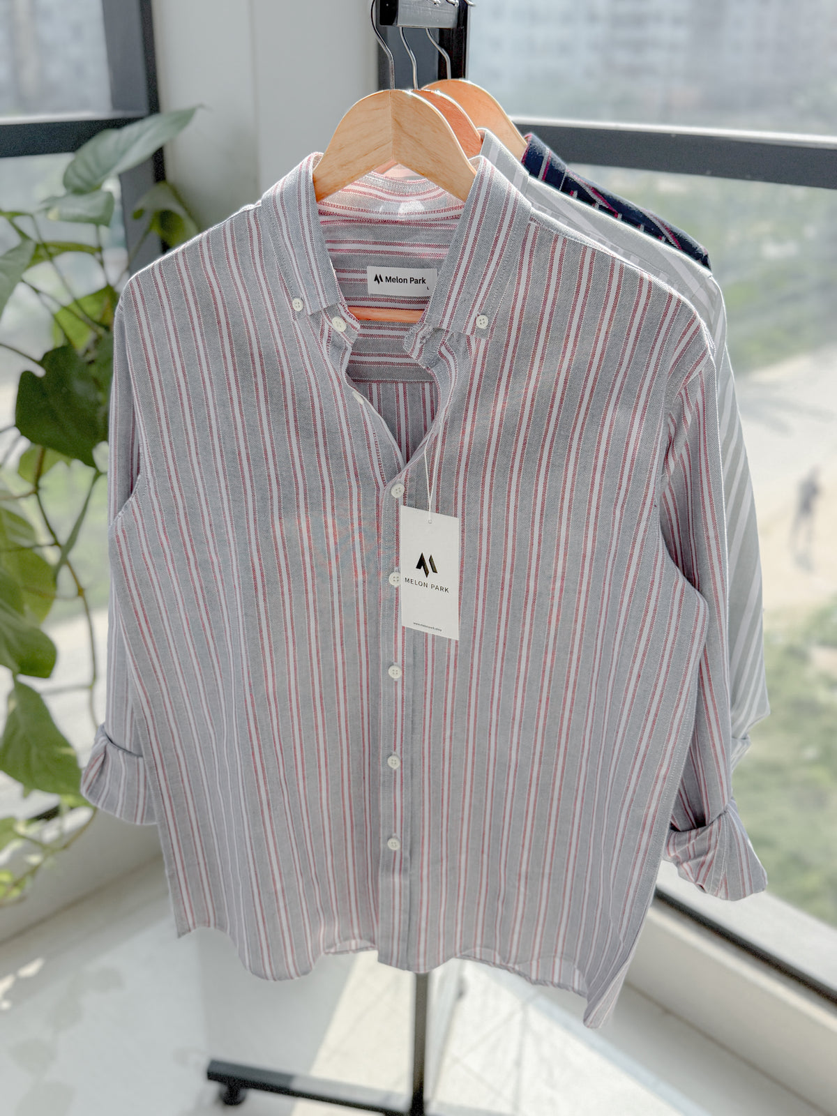Gentle stripe shirt - Ironwood stripe